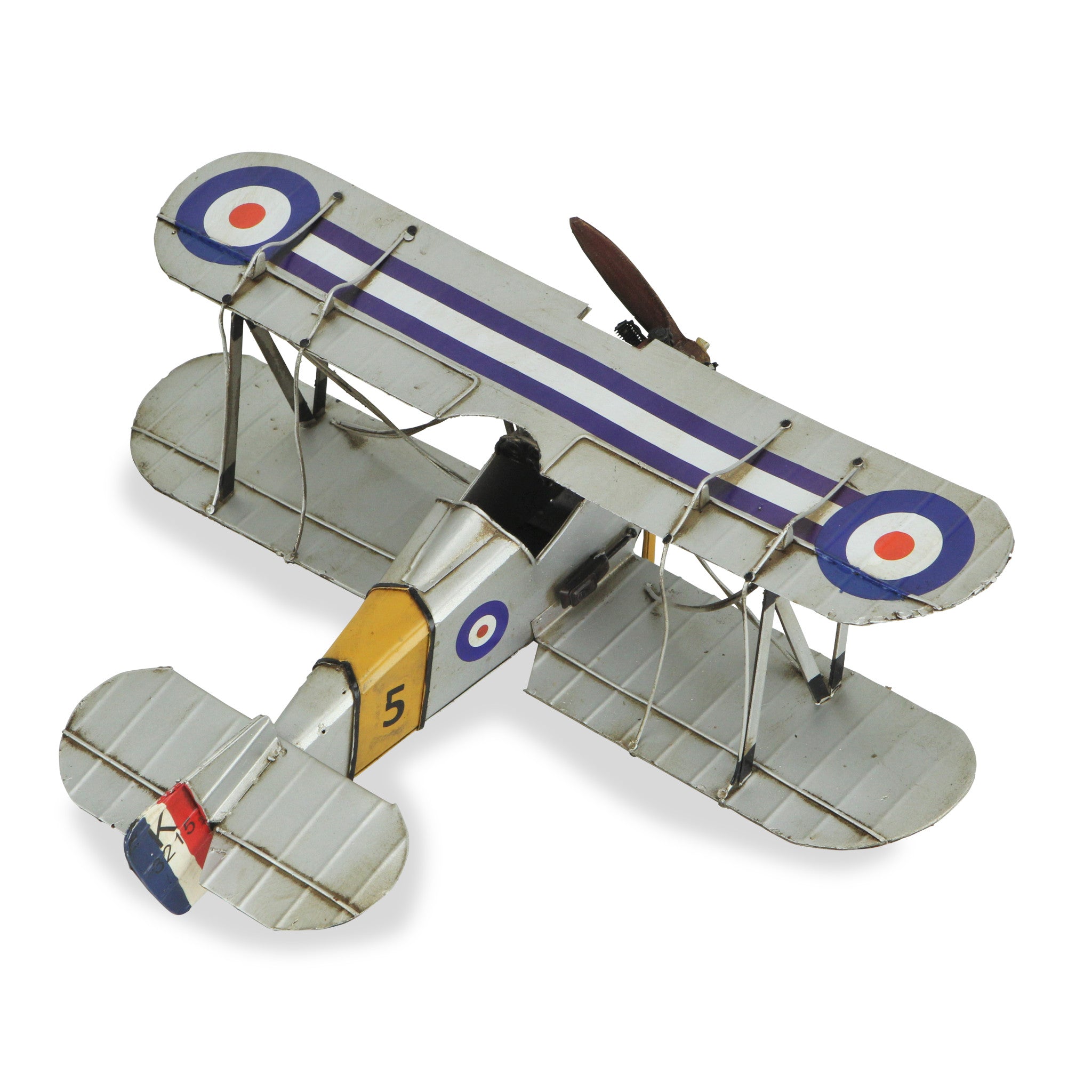 5" Blue and Gray Metal Hand Painted Model Airplane