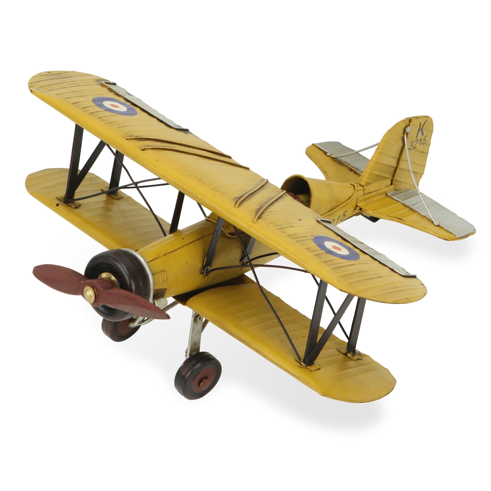 6" Yellow and Black Metal Hand Painted Model Airplane