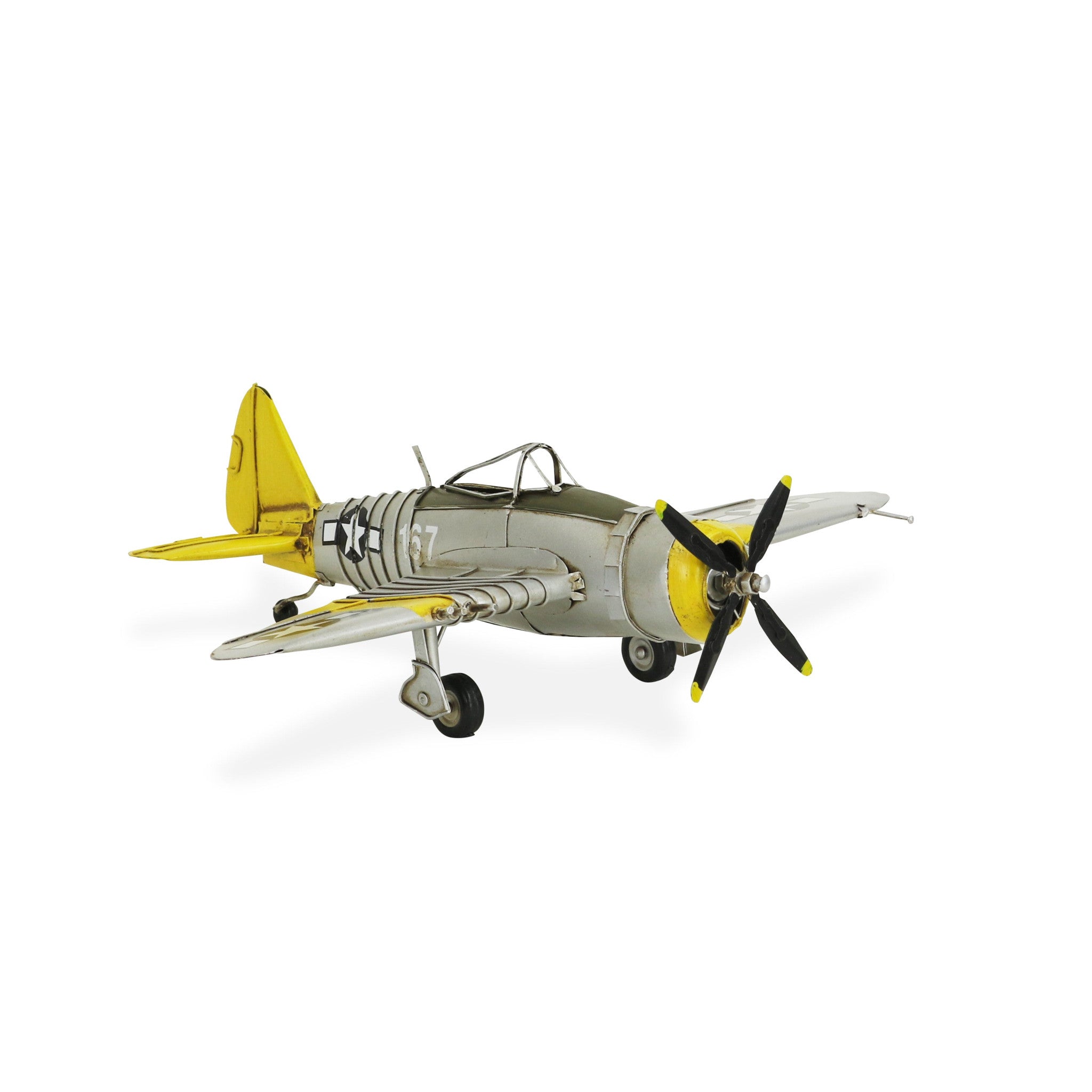 4" Yellow and Gray Metal Hand Painted Model Airplane