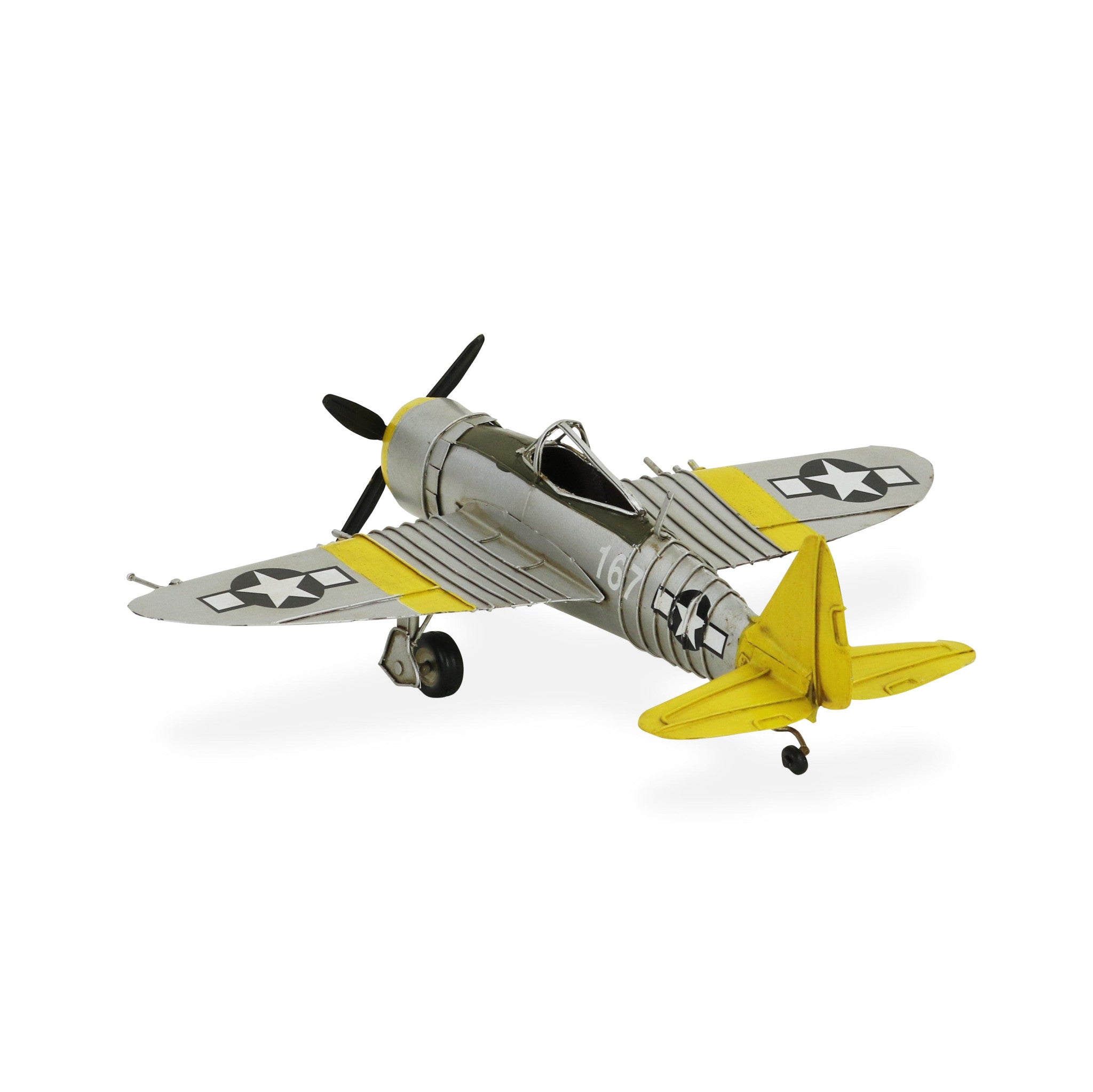 4" Yellow and Gray Metal Hand Painted Model Airplane