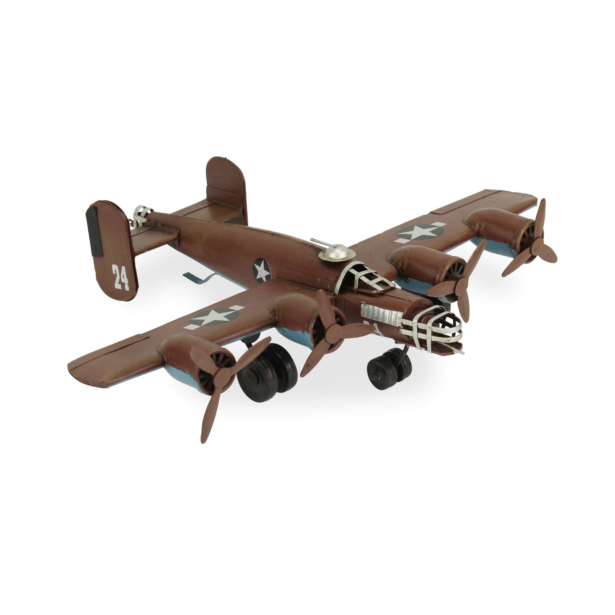 3" Brown and Silver Metal Hand Painted Model Airplane