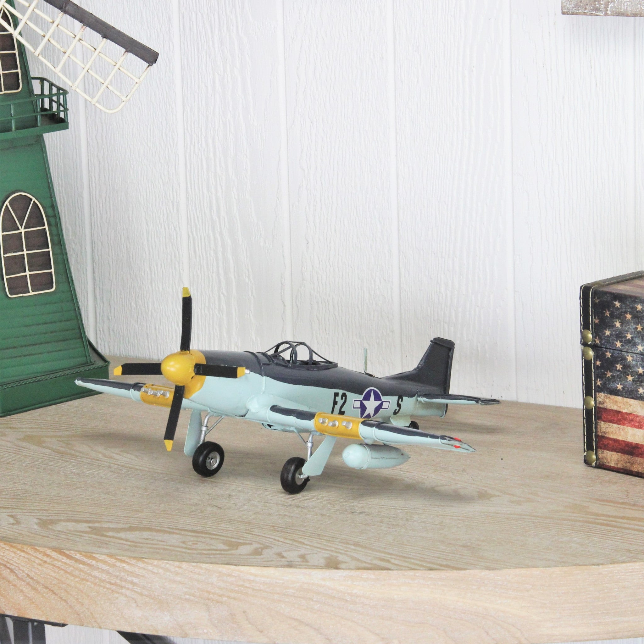 5" Black and Yellow Metal Hand Painted Model Airplane