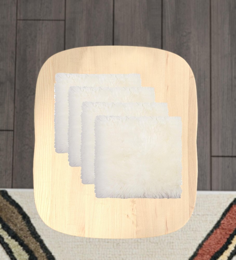 Set Of Four 17" X 17" Natural Wool Solid Color Chair Pads