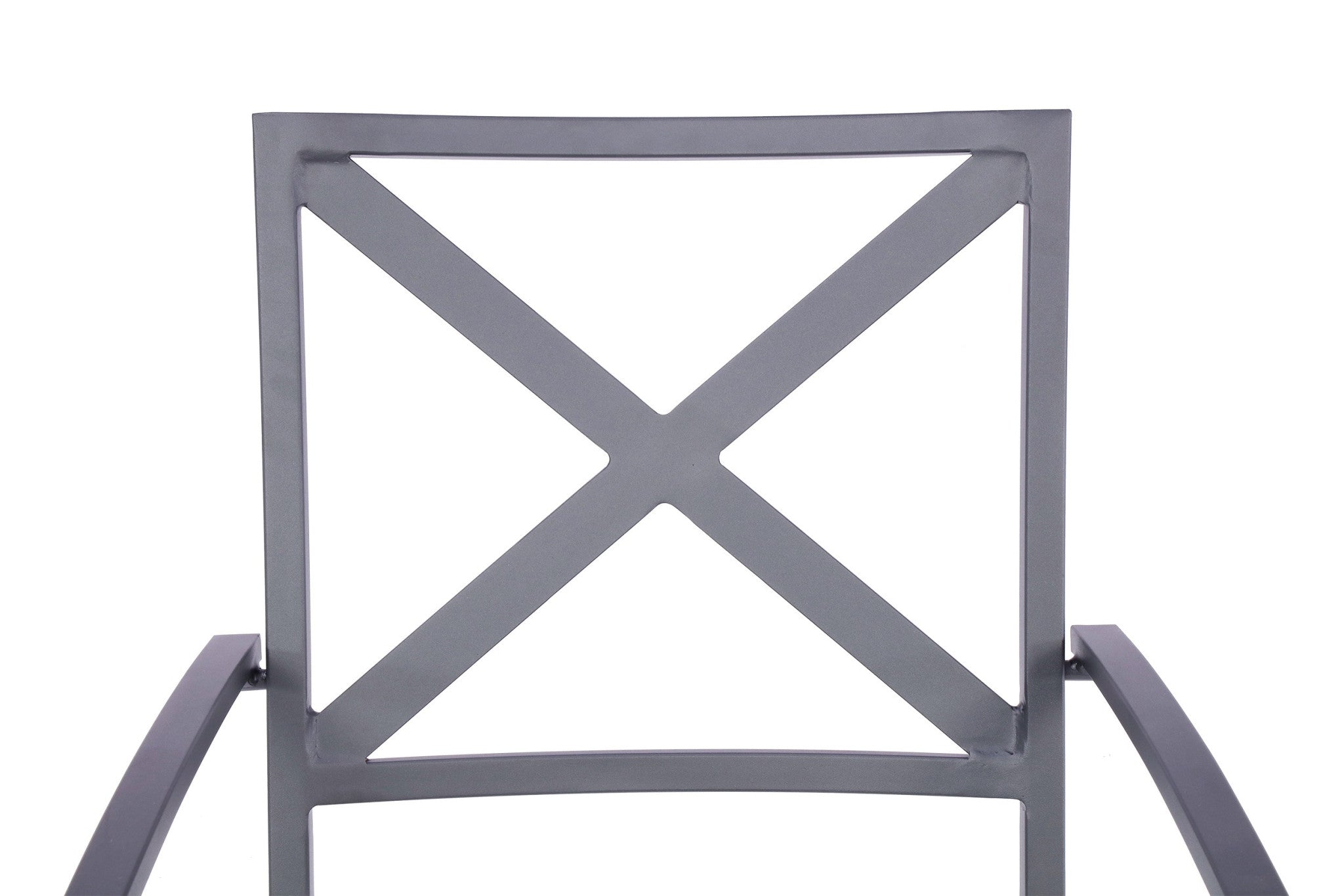 Set of Two Dark Gray Aluminum Outdoor Stacking Dining Chairs with Light Gray Cushion