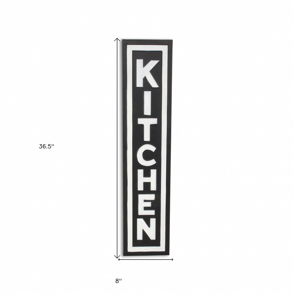 37" Black And White Metal Kitchen Text Wall Decor