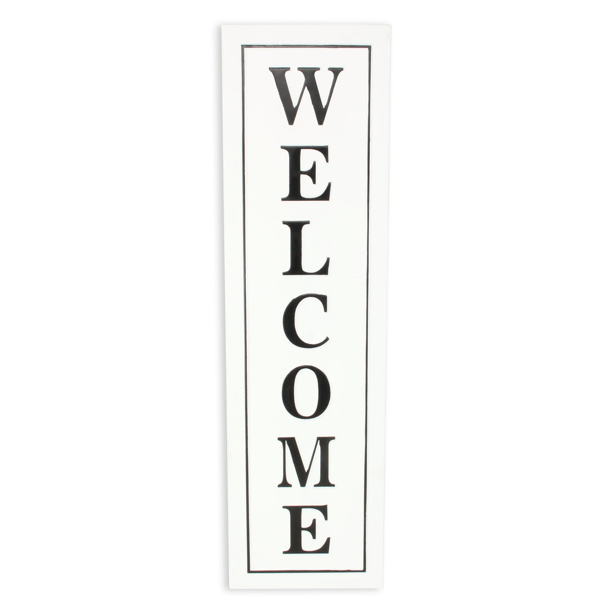 39" X 11" White And Black Welcome Metal Wall Decor