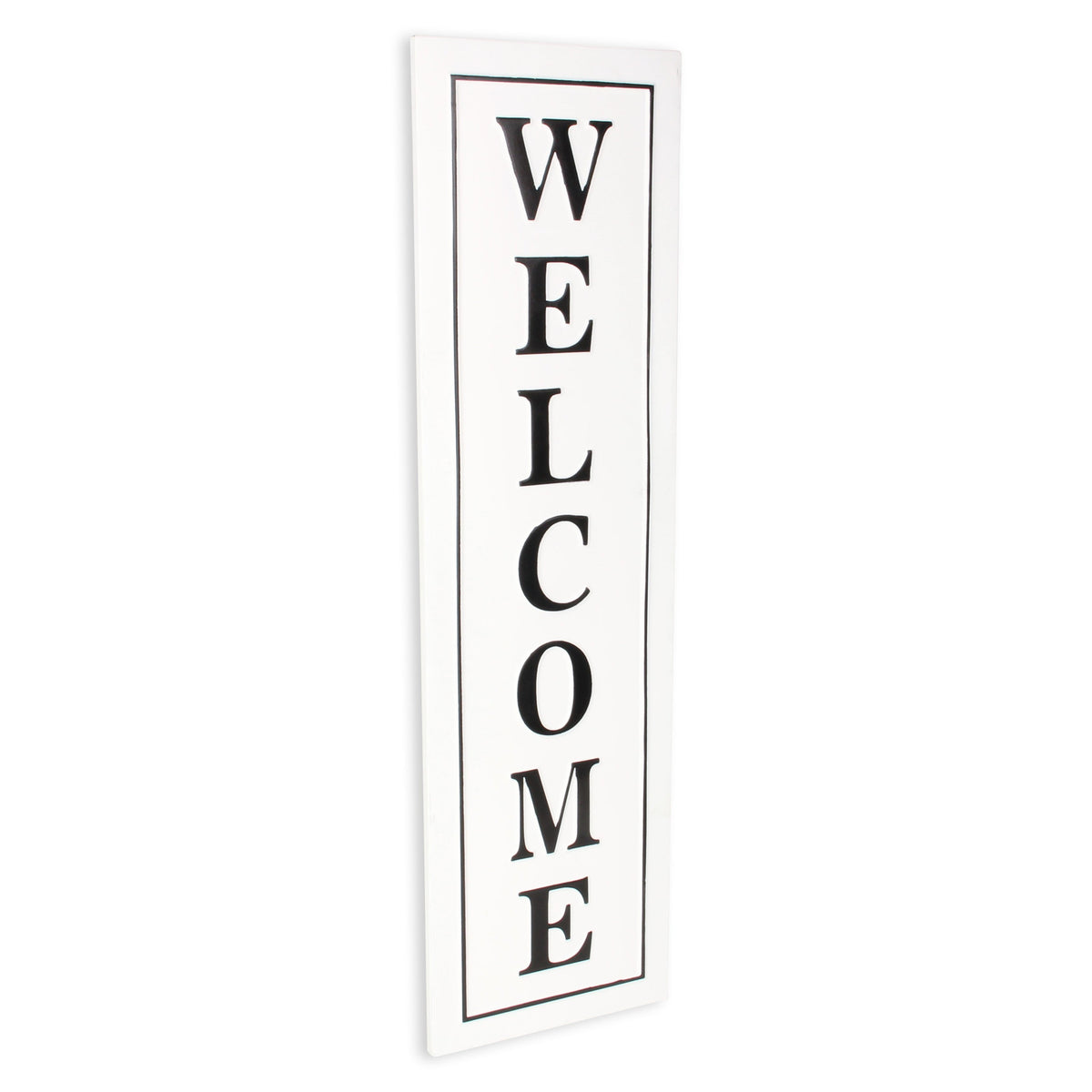 39" X 11" White And Black Welcome Metal Wall Decor