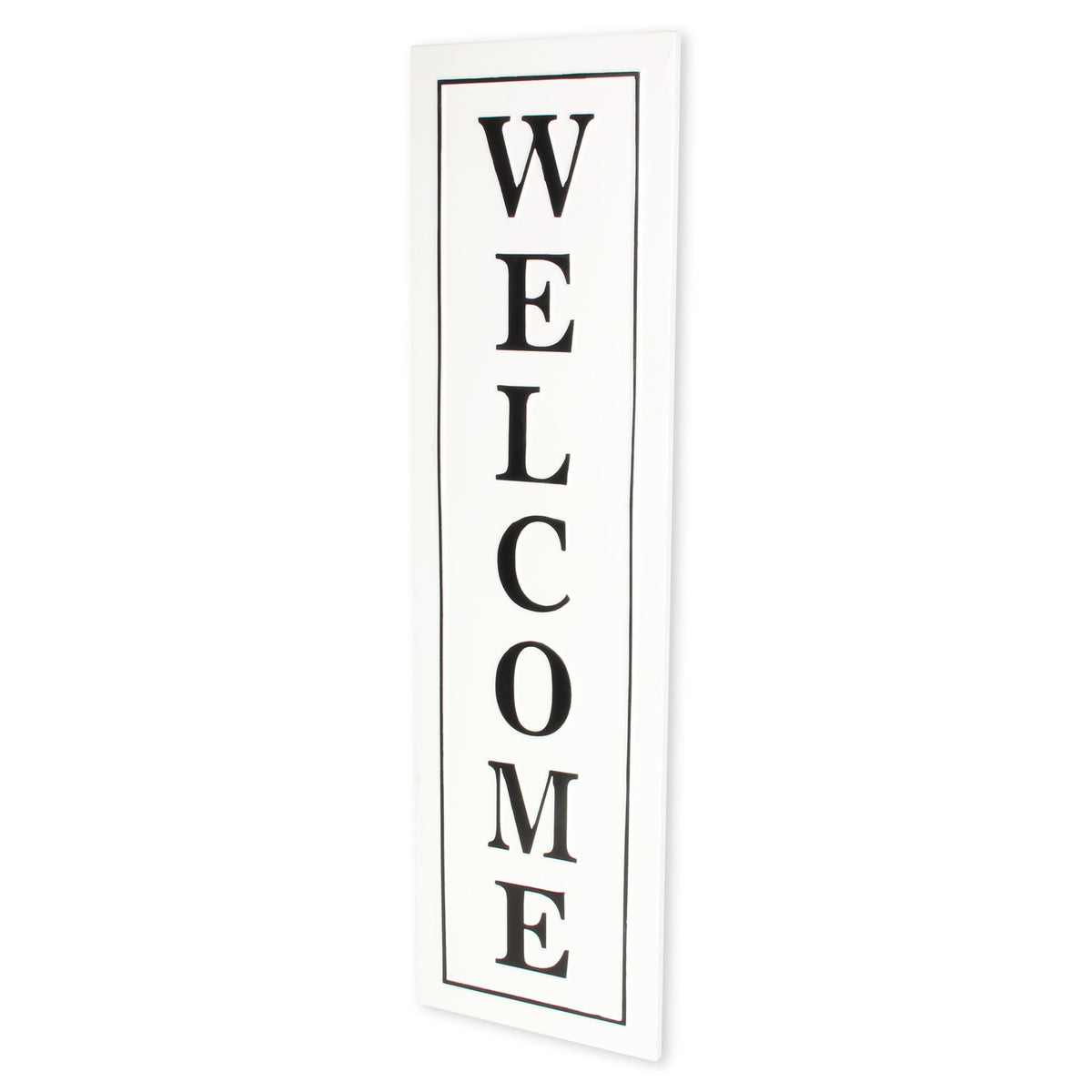 39" X 11" White And Black Welcome Metal Wall Decor