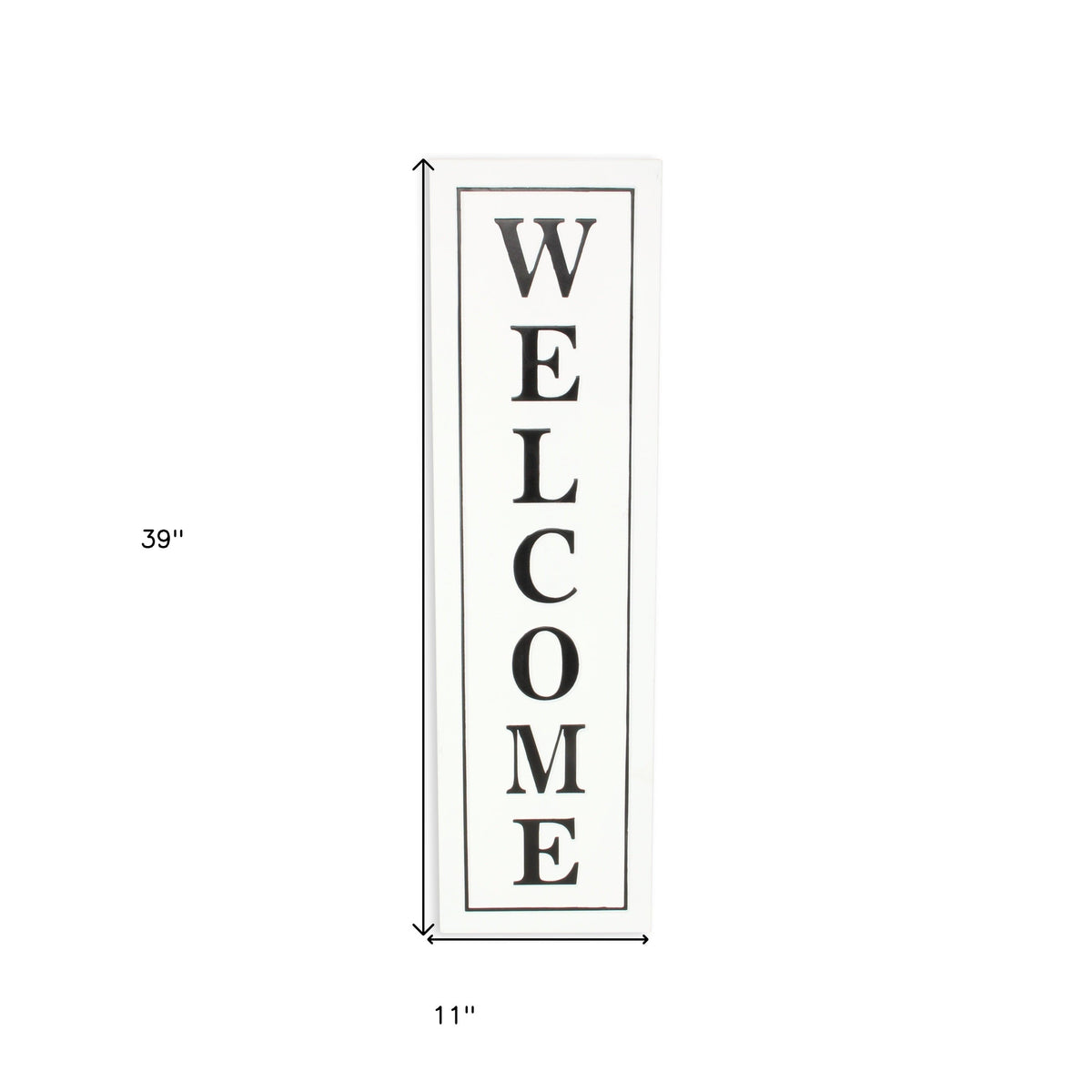 39" X 11" White And Black Welcome Metal Wall Decor