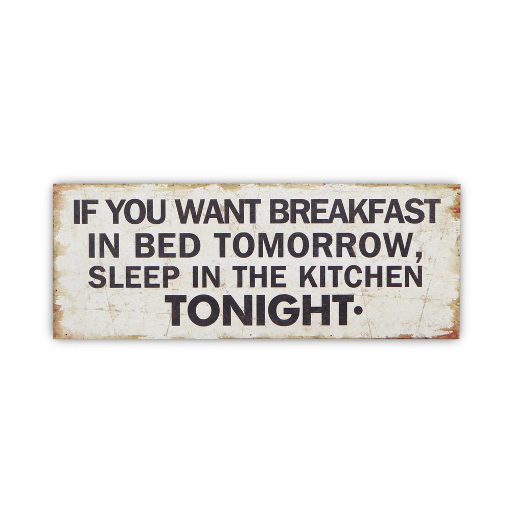 9" X 24" White and Black If You Want Breakfast Wood Wall Decor
