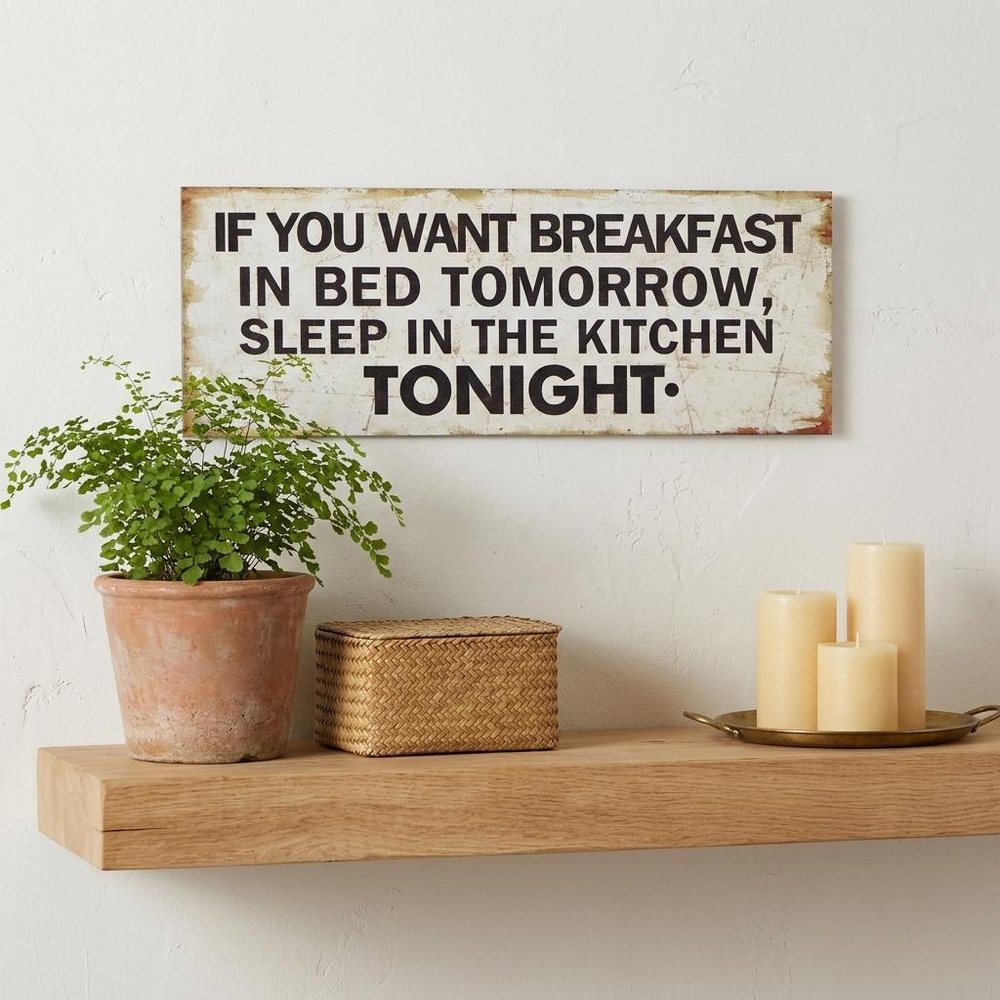 9" X 24" White and Black If You Want Breakfast Wood Wall Decor