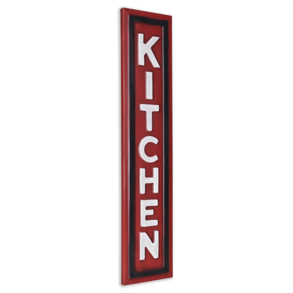 37" X 8" Red And White Kitchen Metal Wall Decor