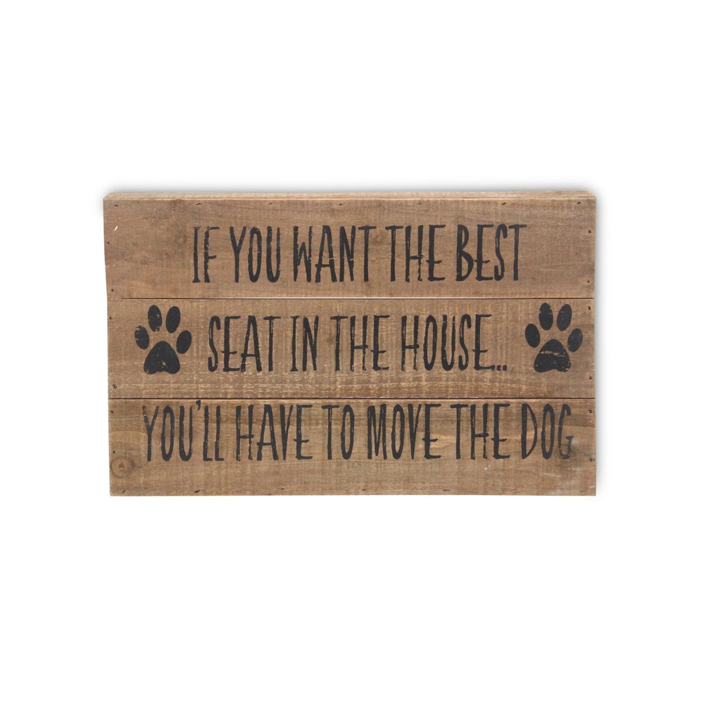 8" X 13" Brown Move The Dog Wood Wall Decor