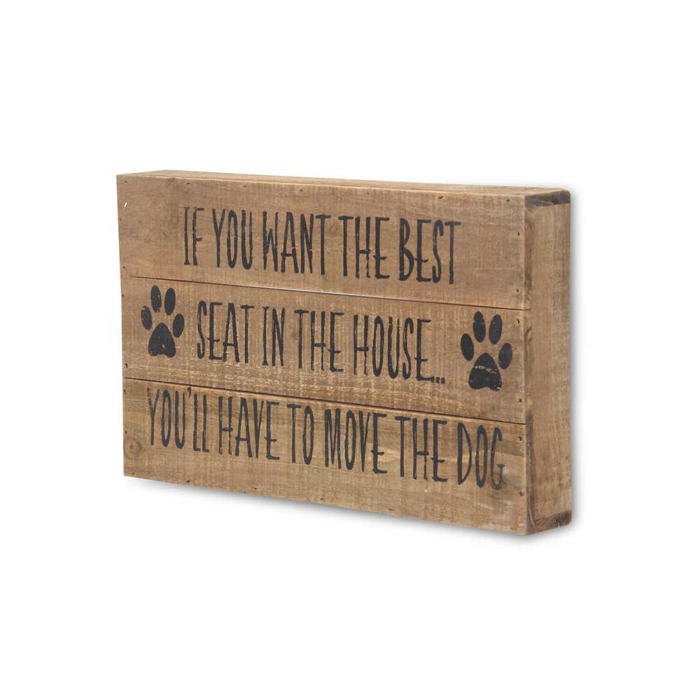 8" X 13" Brown Move The Dog Wood Wall Decor
