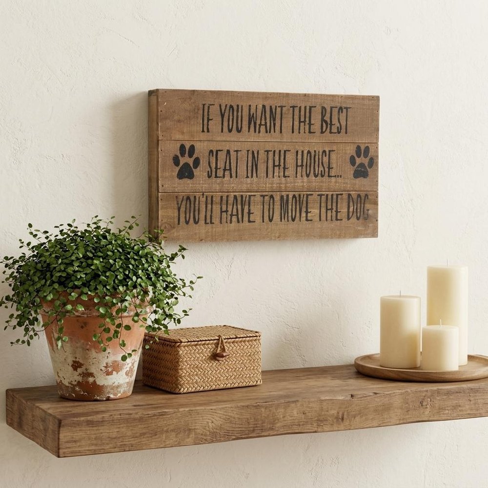 8" X 13" Brown Move The Dog Wood Wall Decor