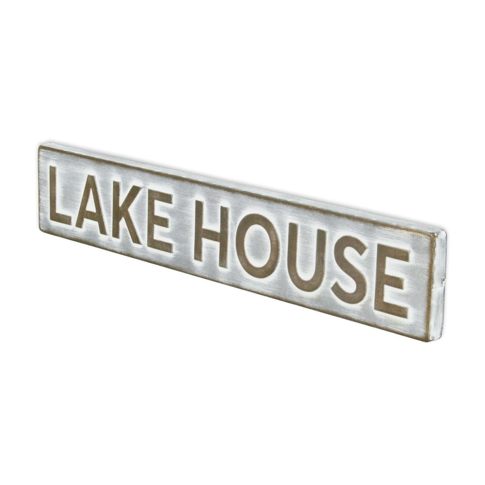 5" X 24" Gray and Brown Lake House Metal Wall Decor