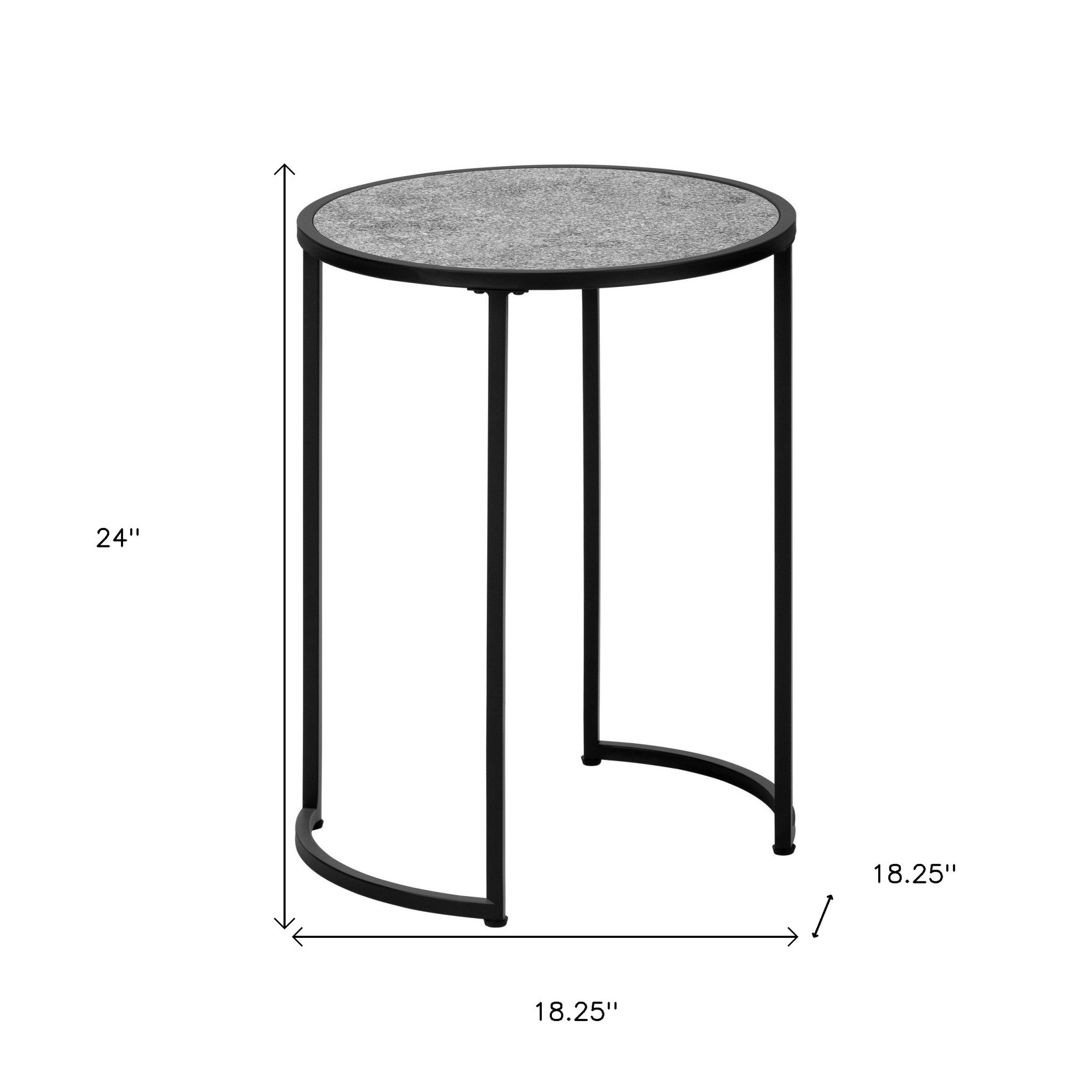 24" Black And Gray Round End Table