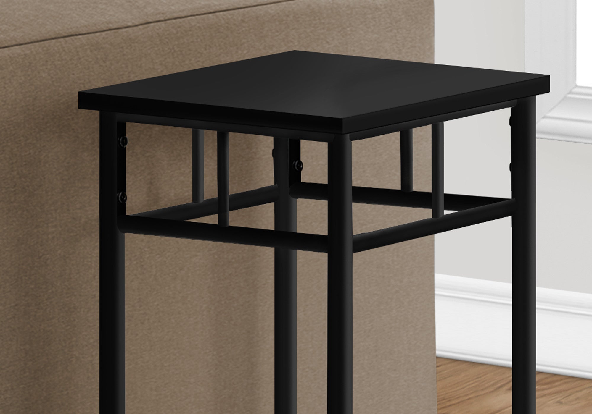 28" Black End Table With Shelf