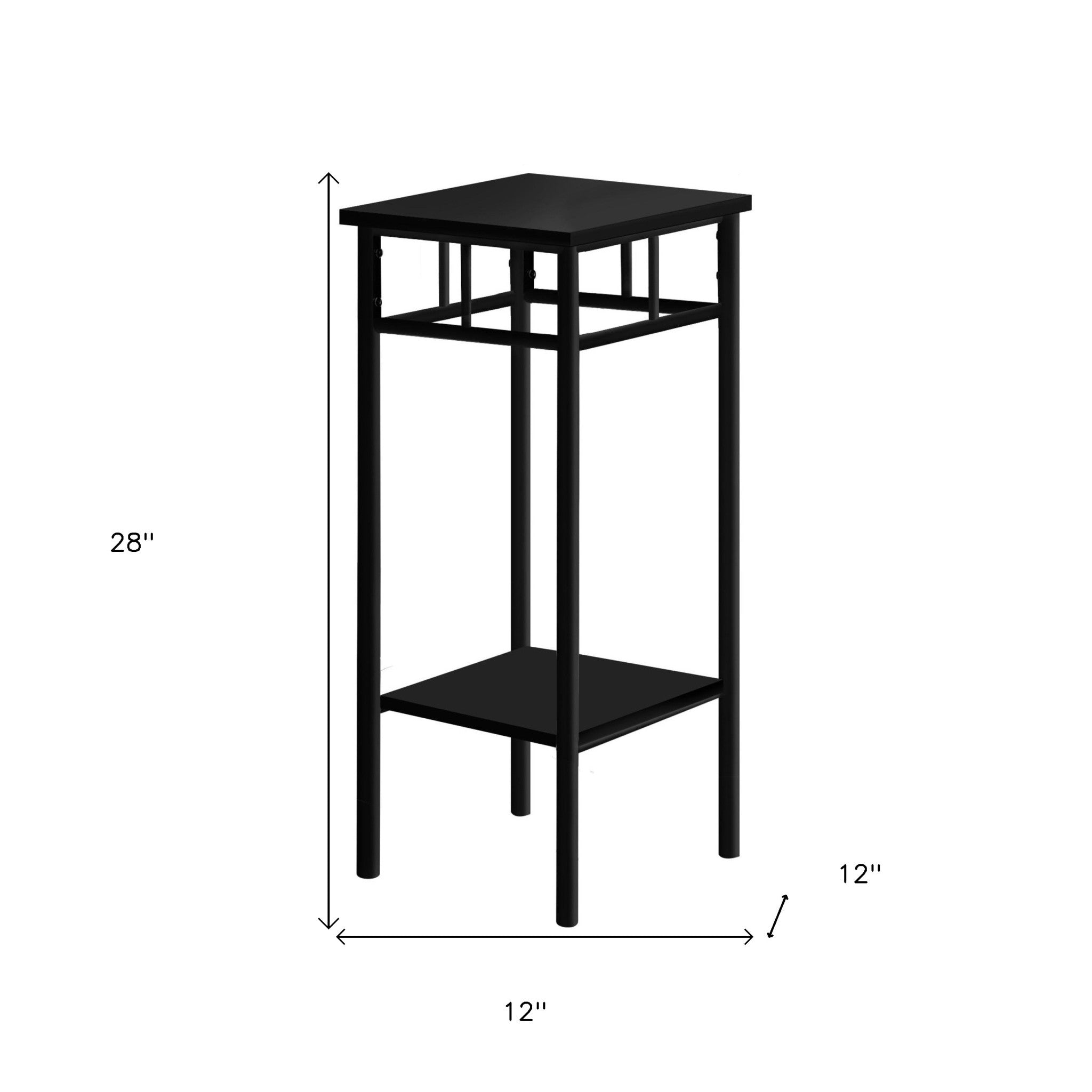 28" Black End Table With Shelf