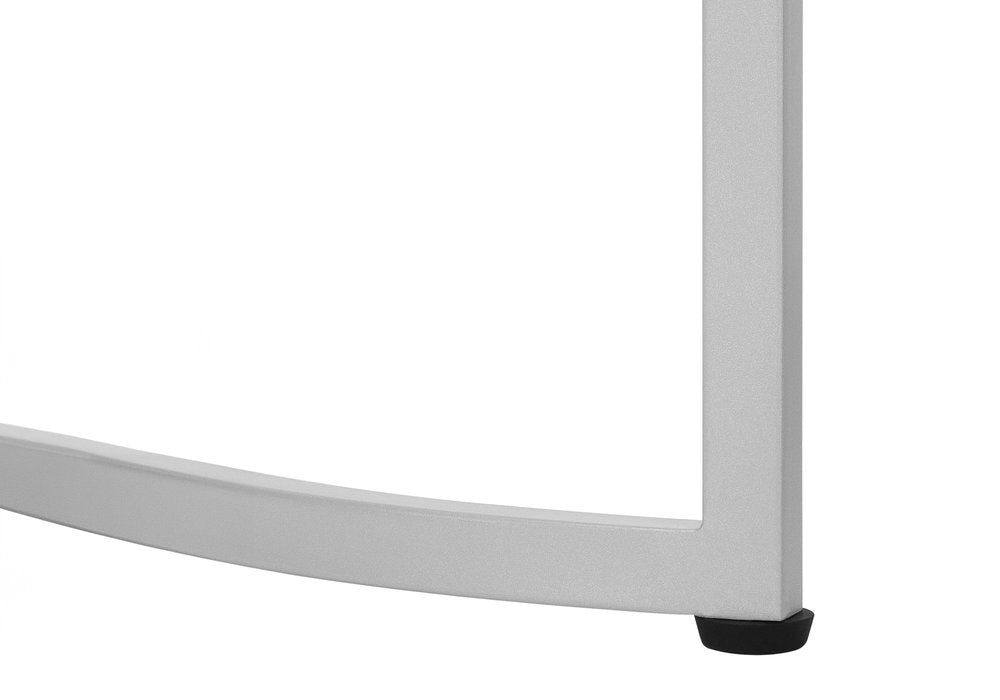 24" Silver And White Round End Table