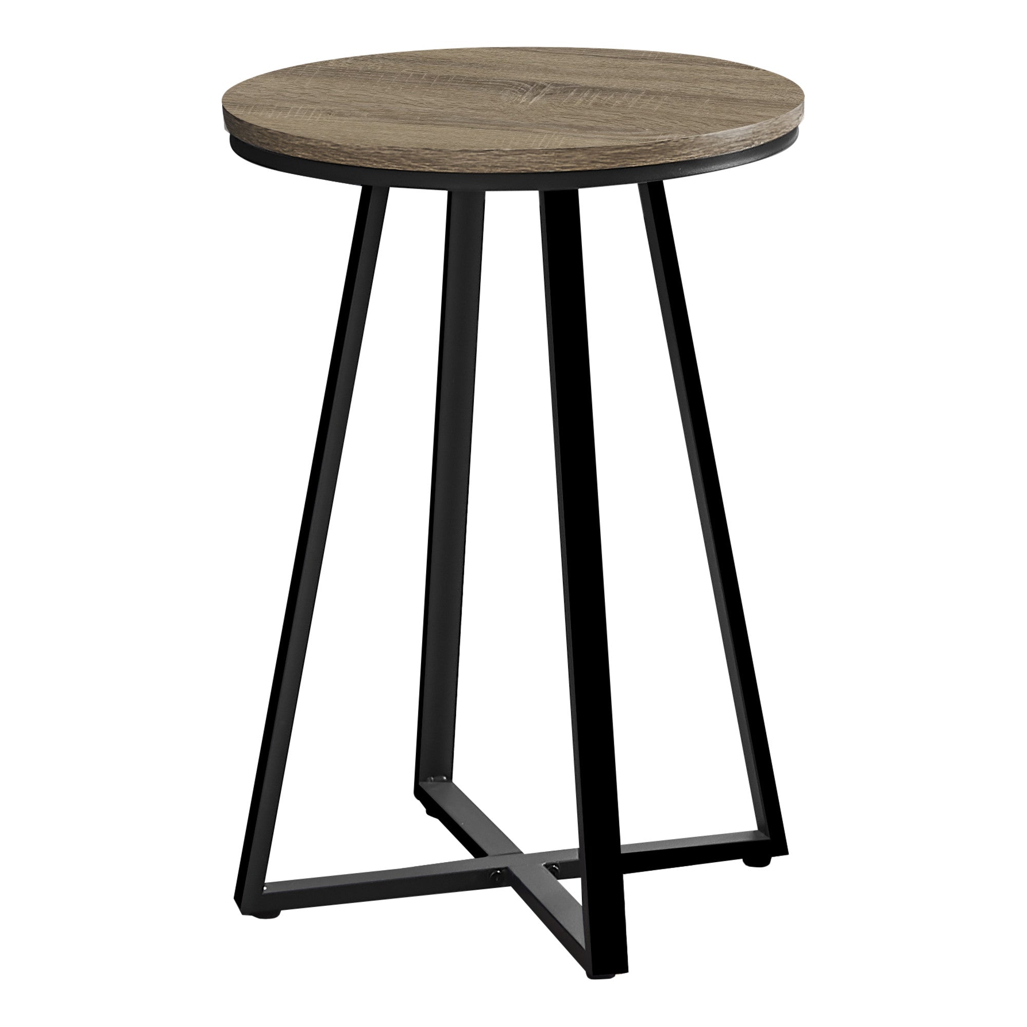 22" Black And Dark Taupe Round End Table
