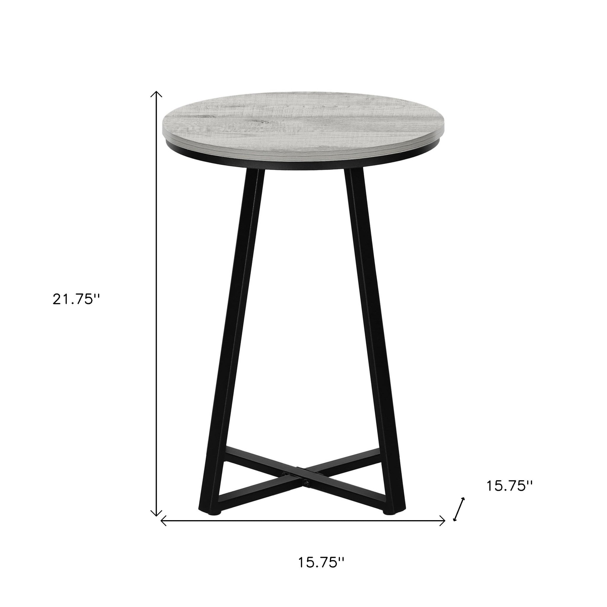 22" Black And Grey Round End Table