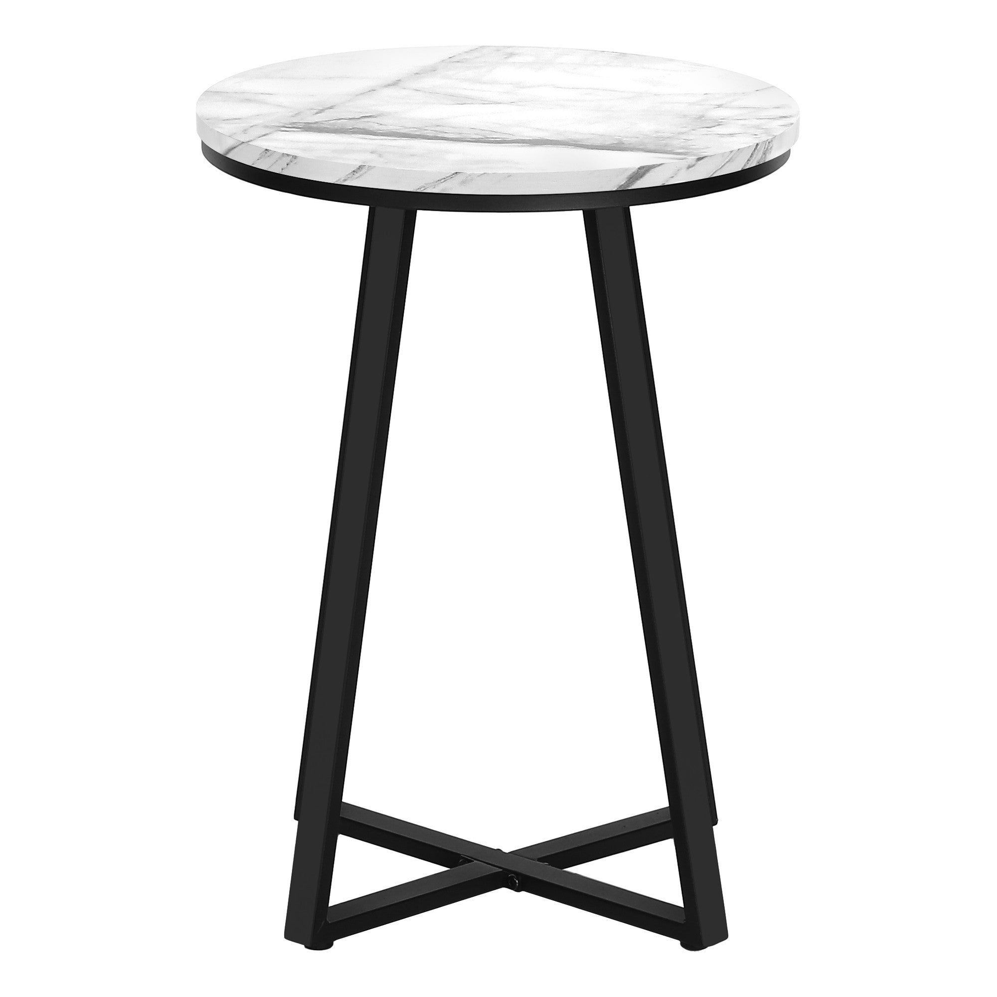 22" Black And White Faux Marble Round End Table