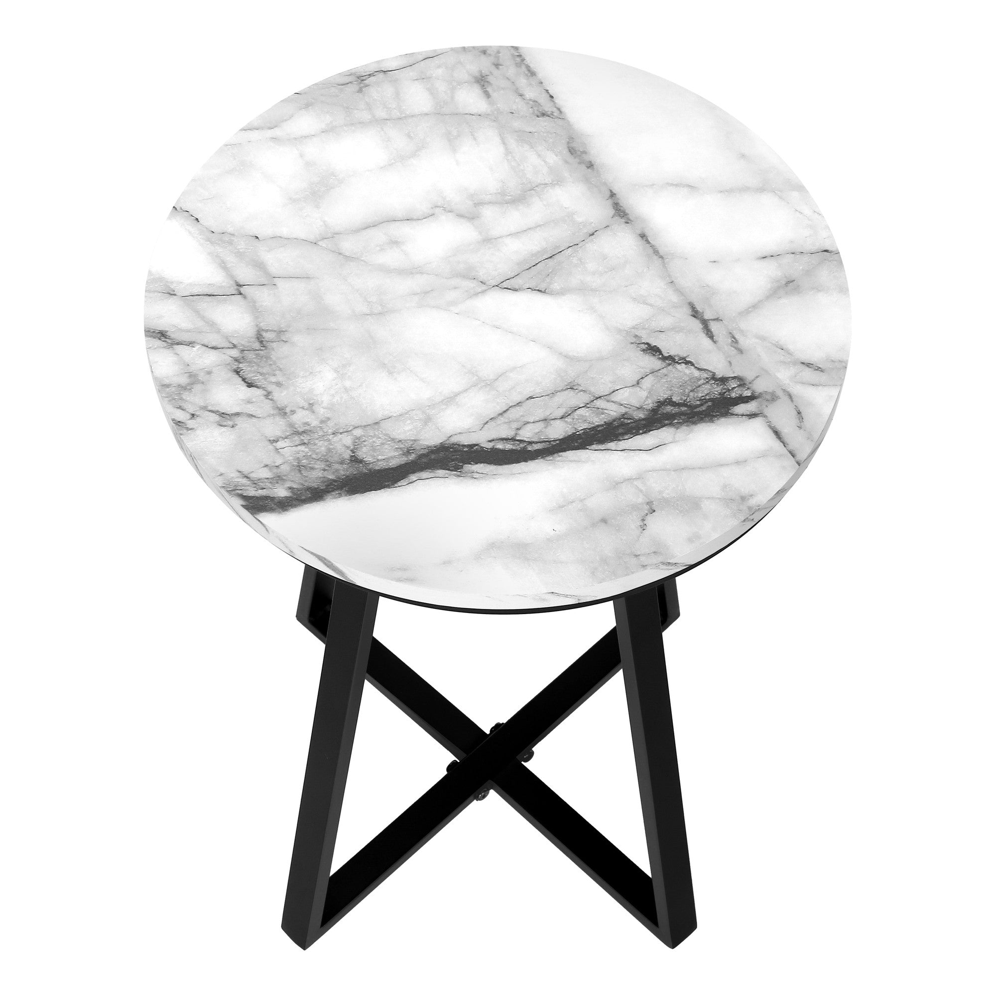 22" Black And White Round End Table