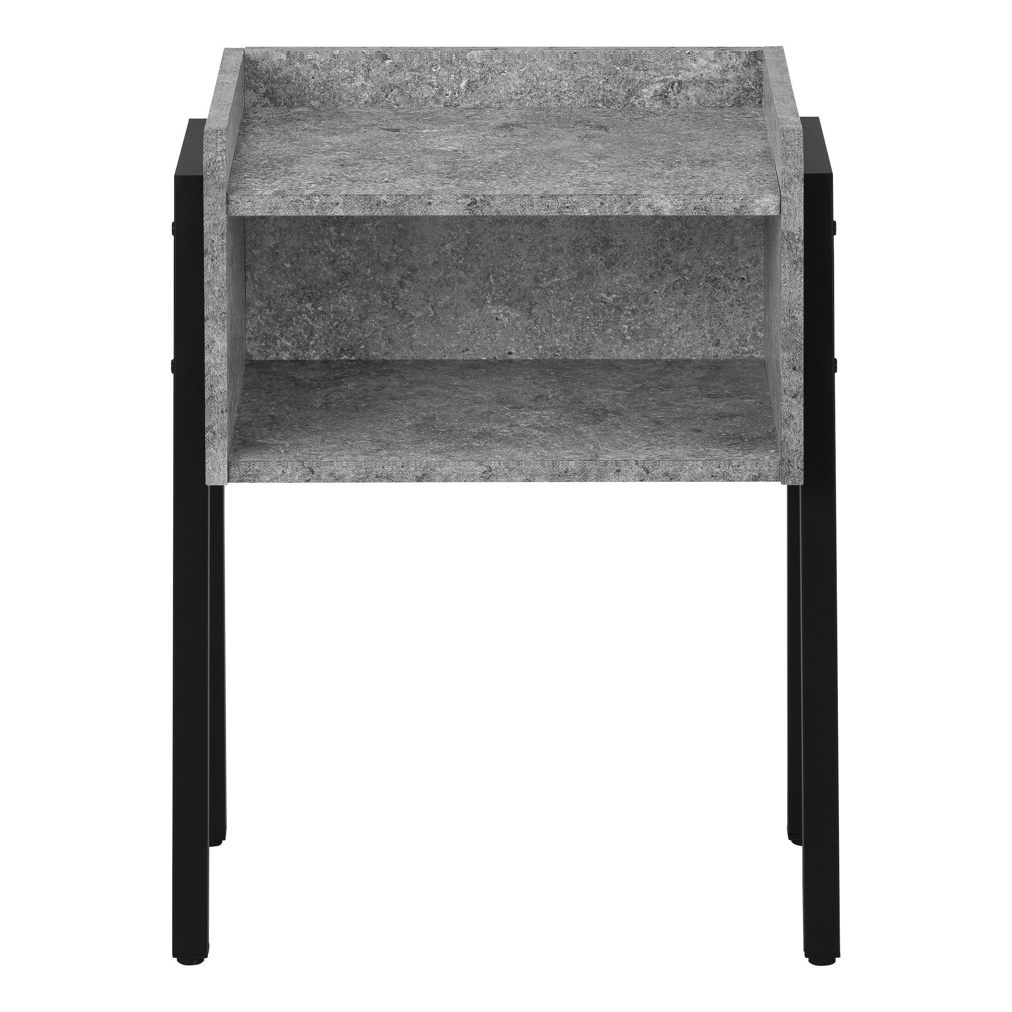 23" Black And Grey Faux Stone End Table With Shelf