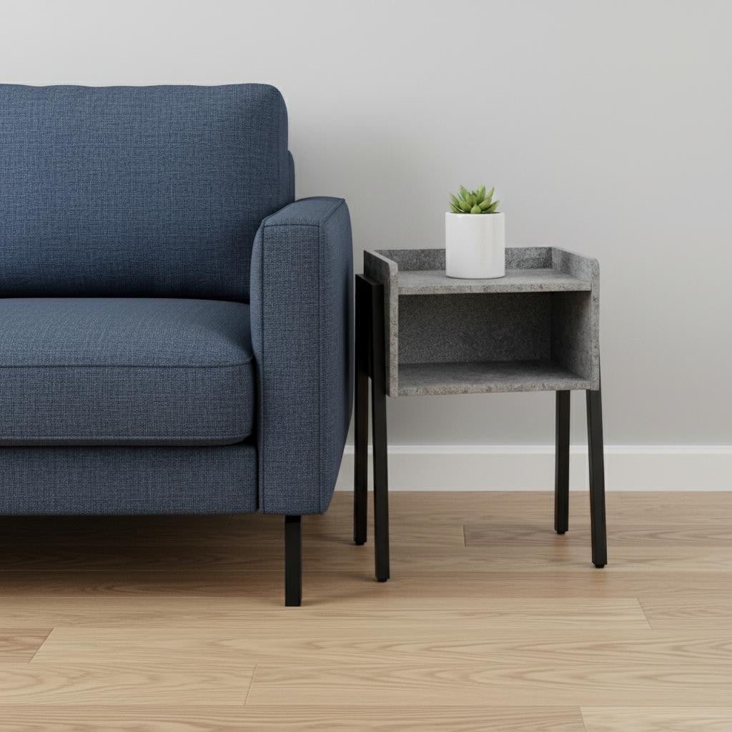 23" Black And Gray End Table With Shelf