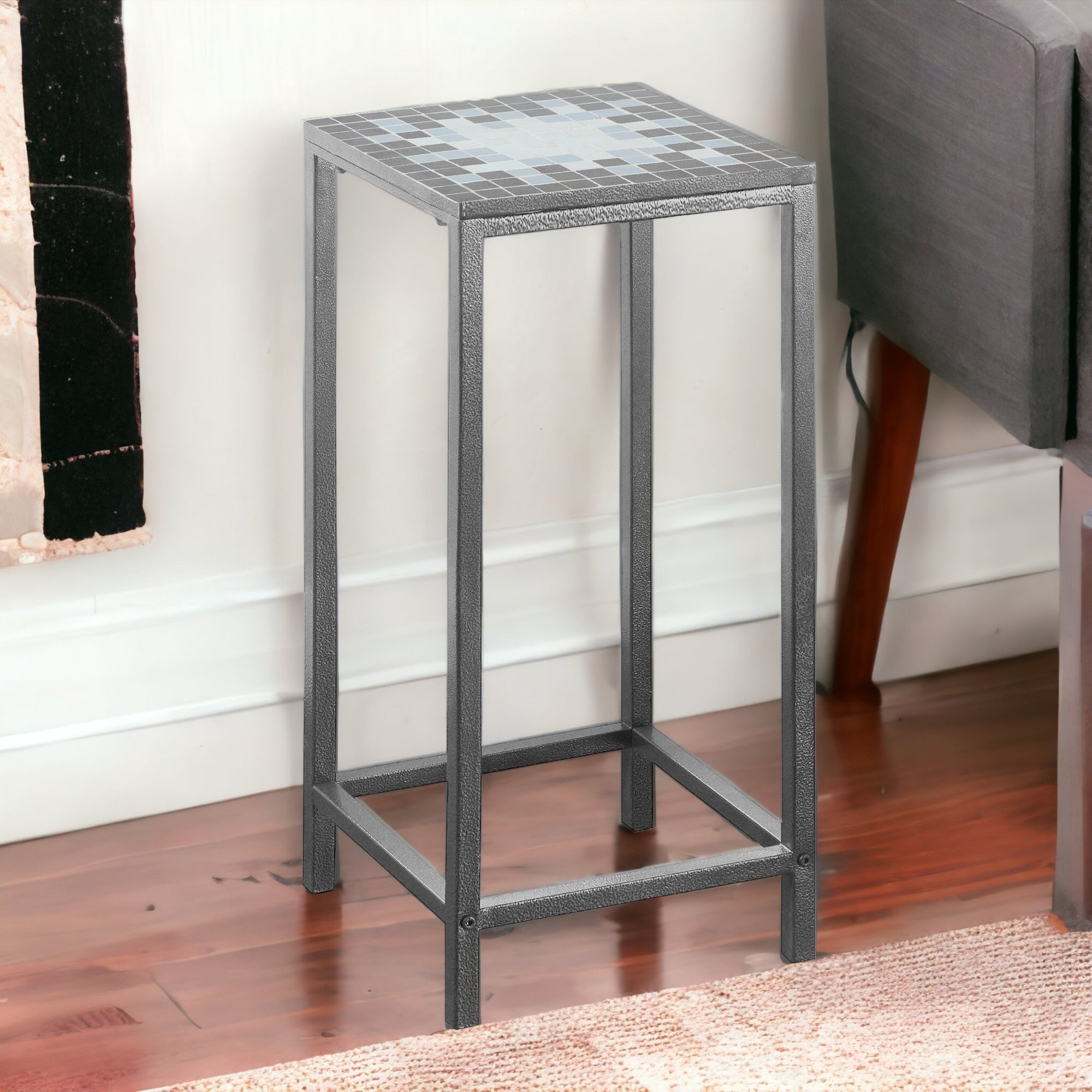 28" Grey Tile End Table