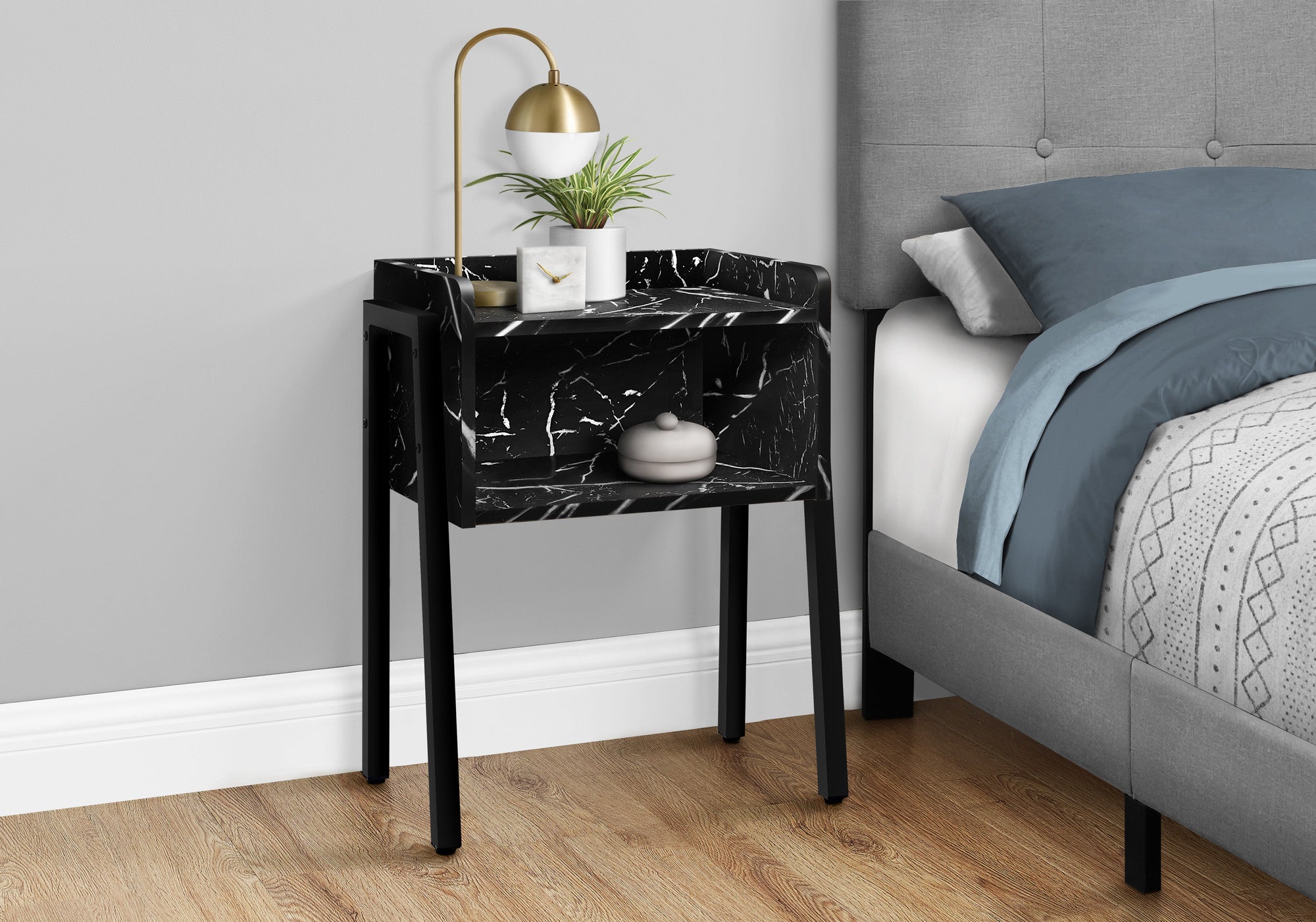 23" Black End Table With Shelf