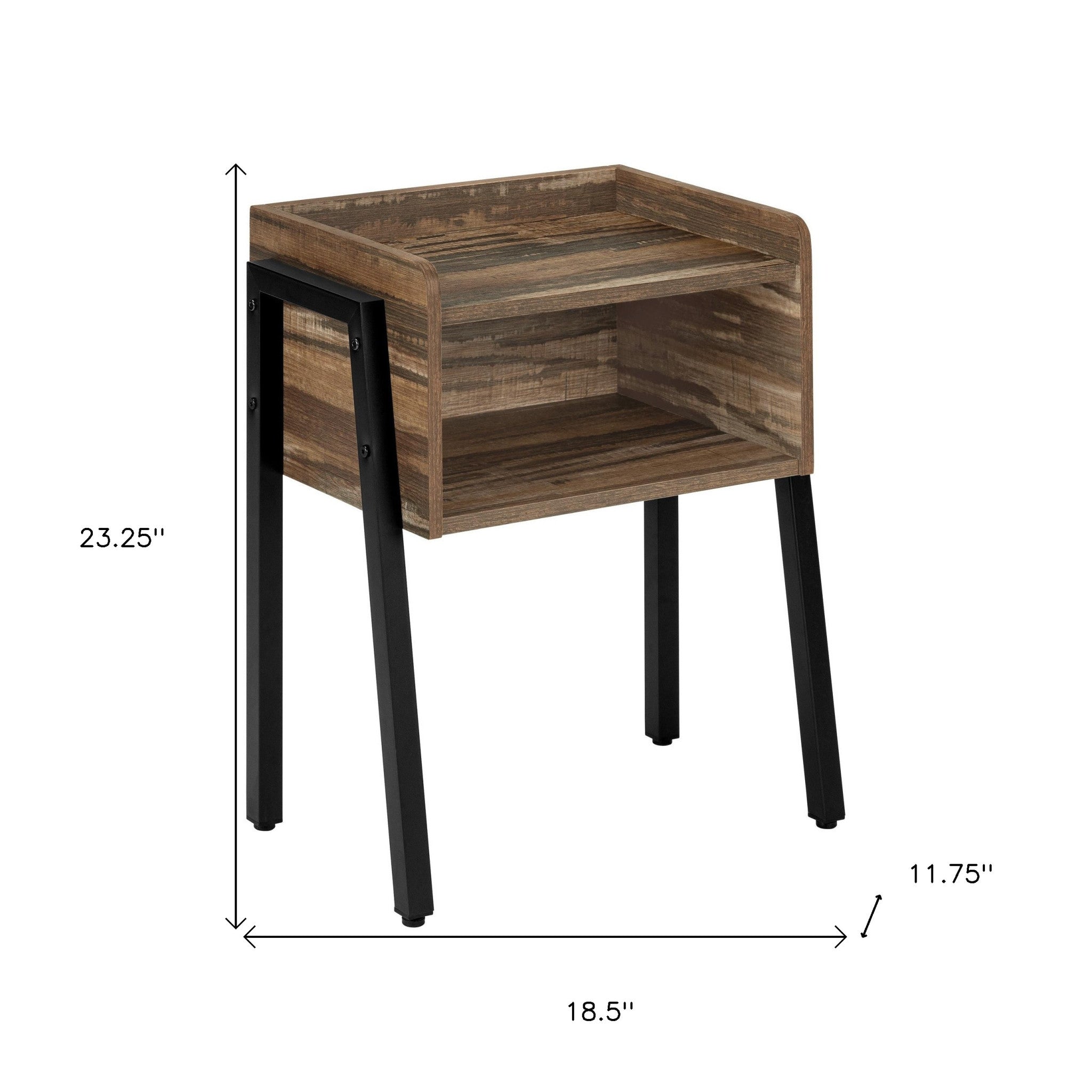 23" Black And Brown End Table With Shelf