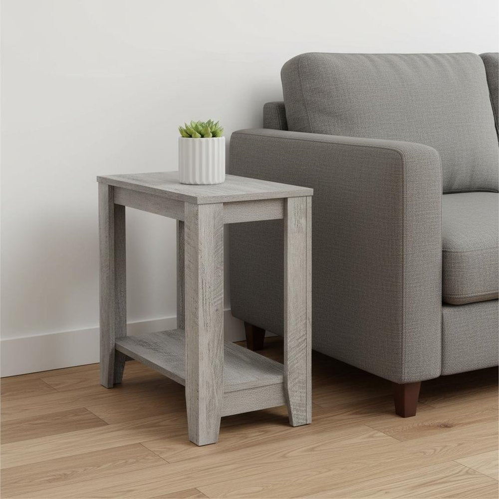 22" Gray Wood End Table With Shelf