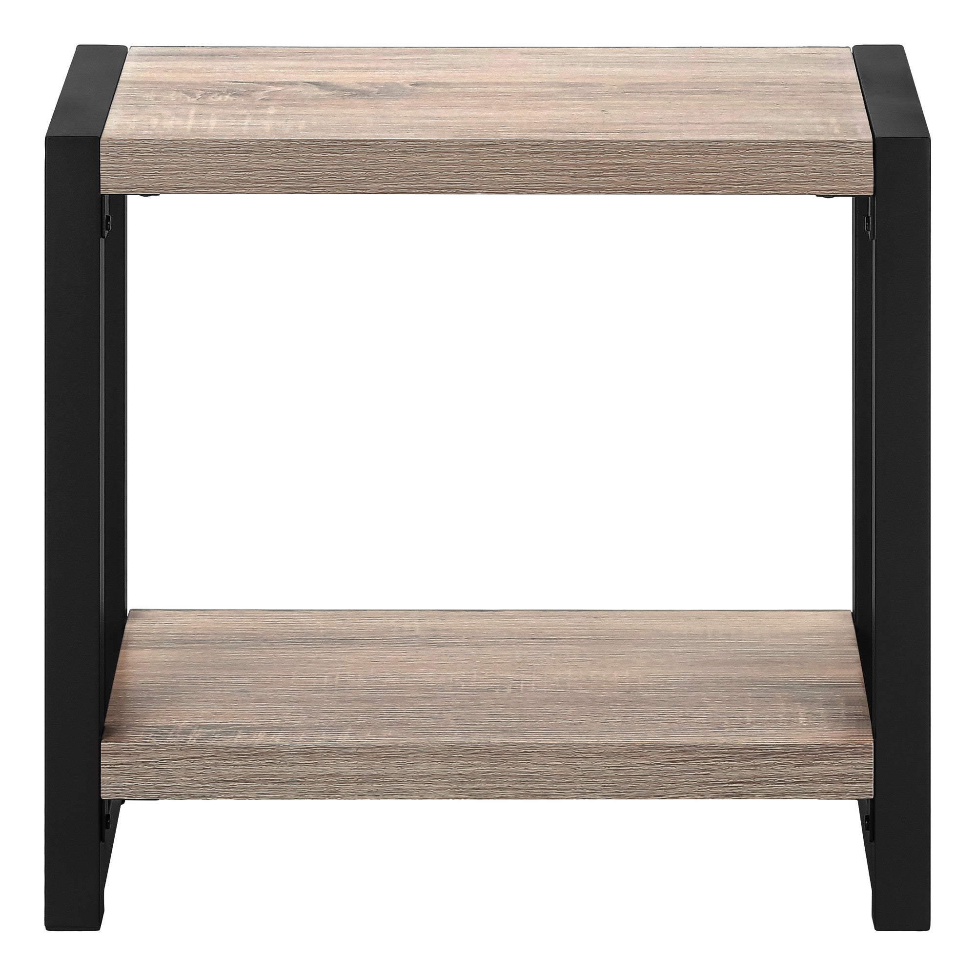 22" Black And Dark Taupe End Table With Shelf