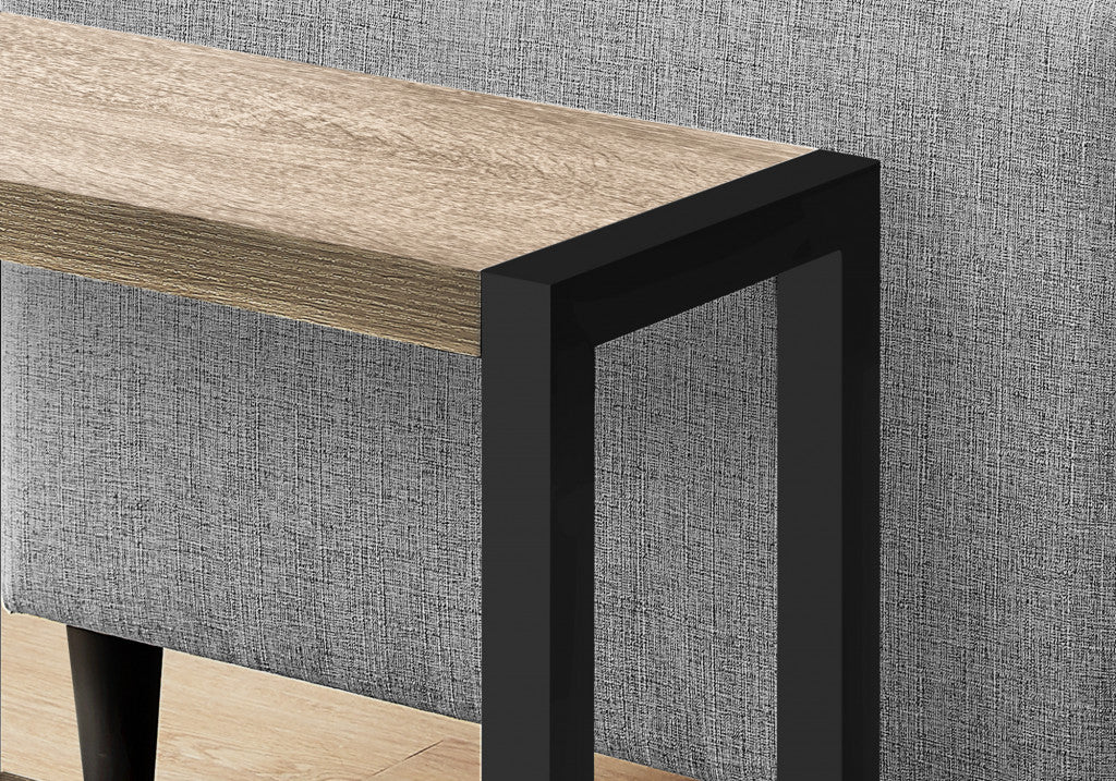22" Black And Dark Taupe End Table With Shelf