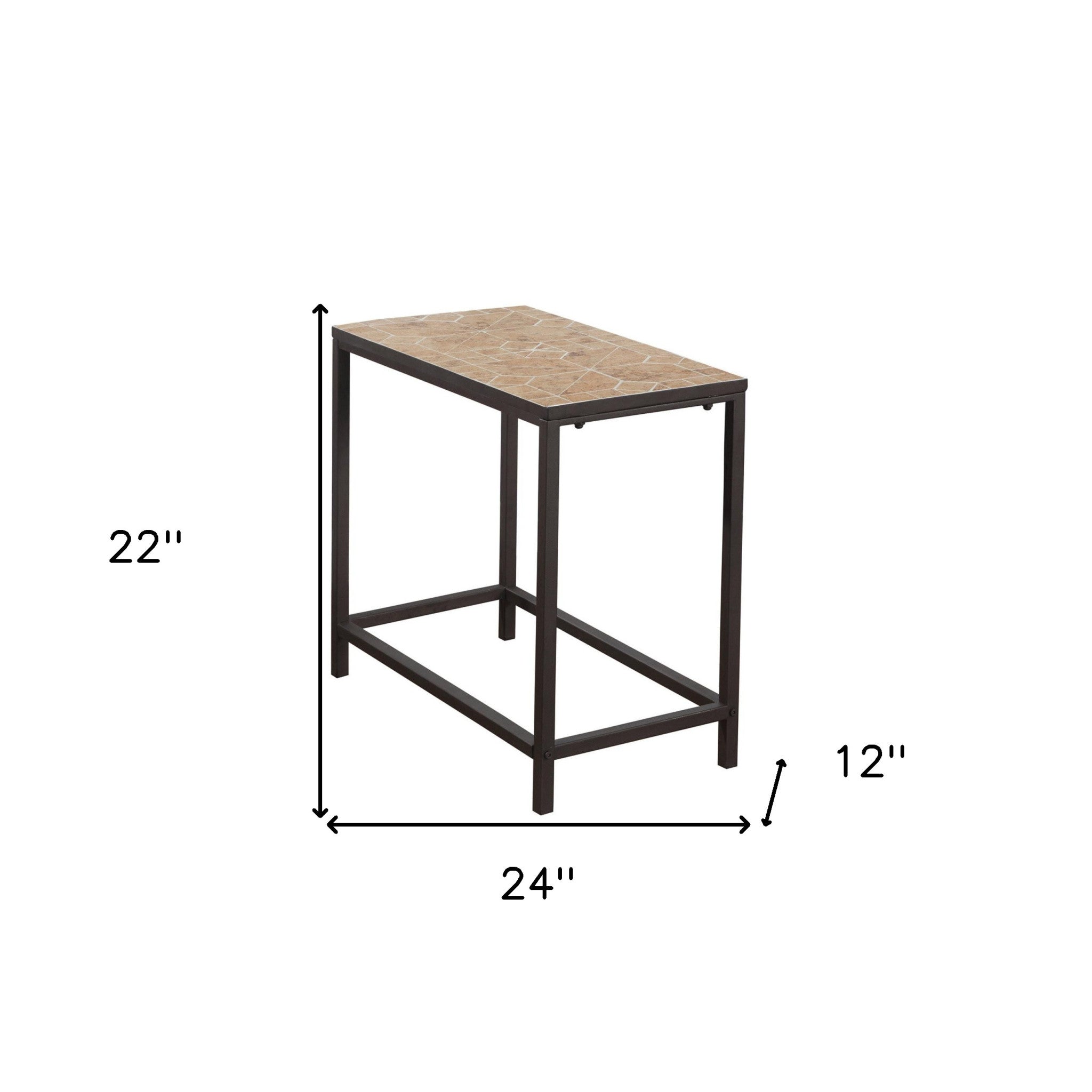 22" Brown Tile End Table