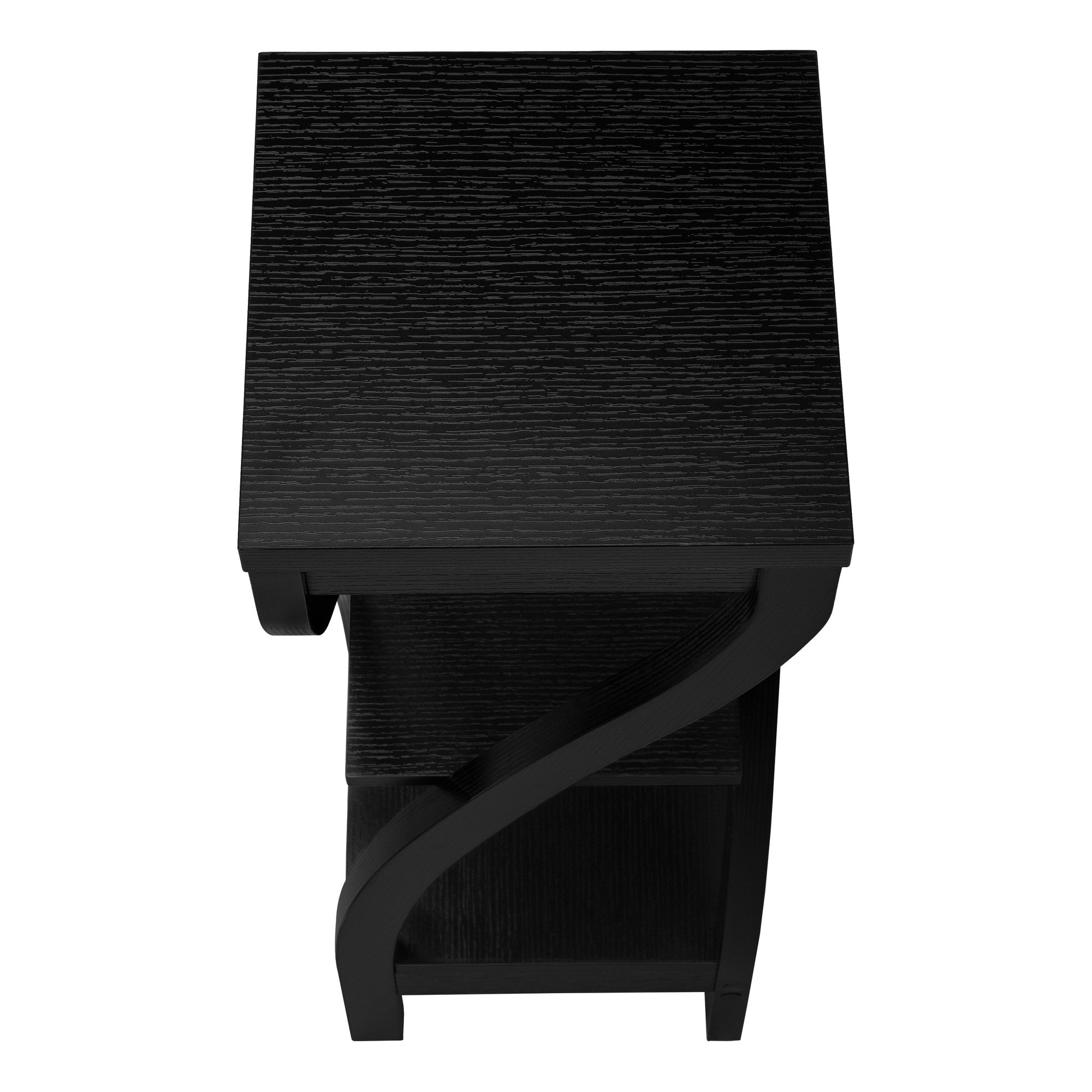 32" Black Wood Square End Table With Two Shelves