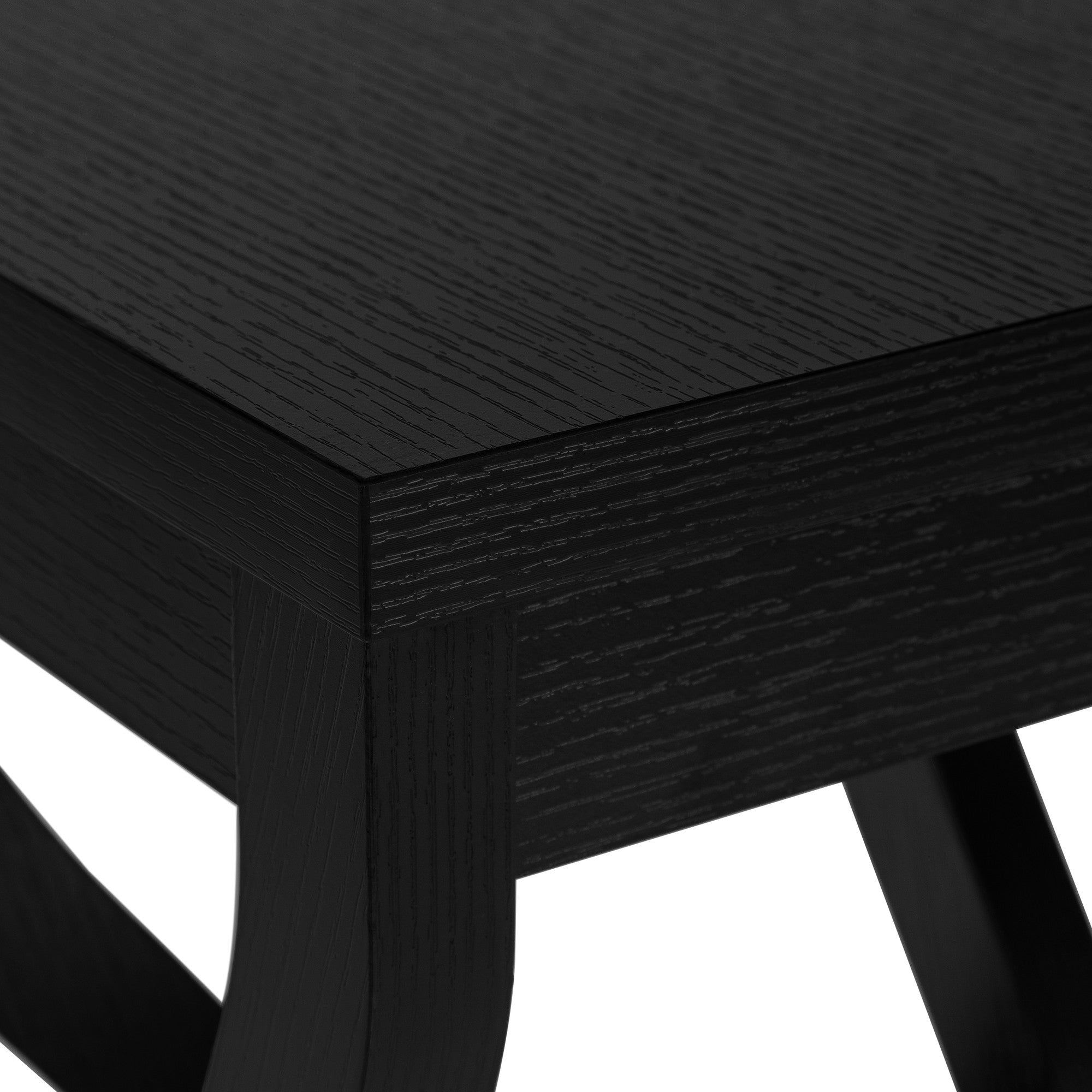 32" Black Wood Square End Table With Two Shelves