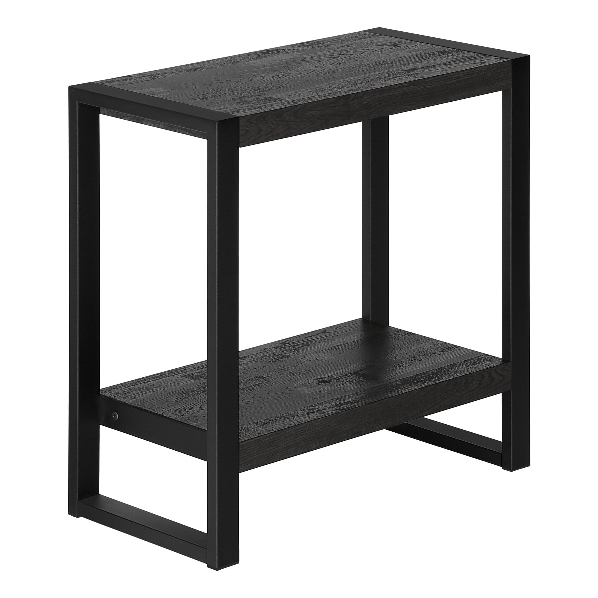 24" Black End Table With Shelf