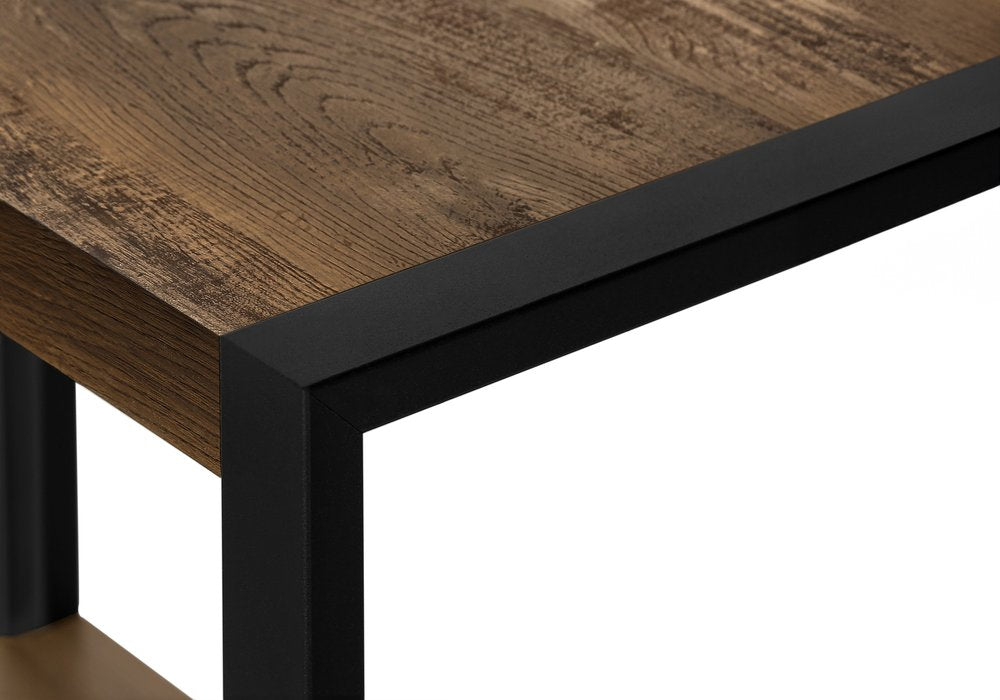 24" Black And Brown End Table With Shelf