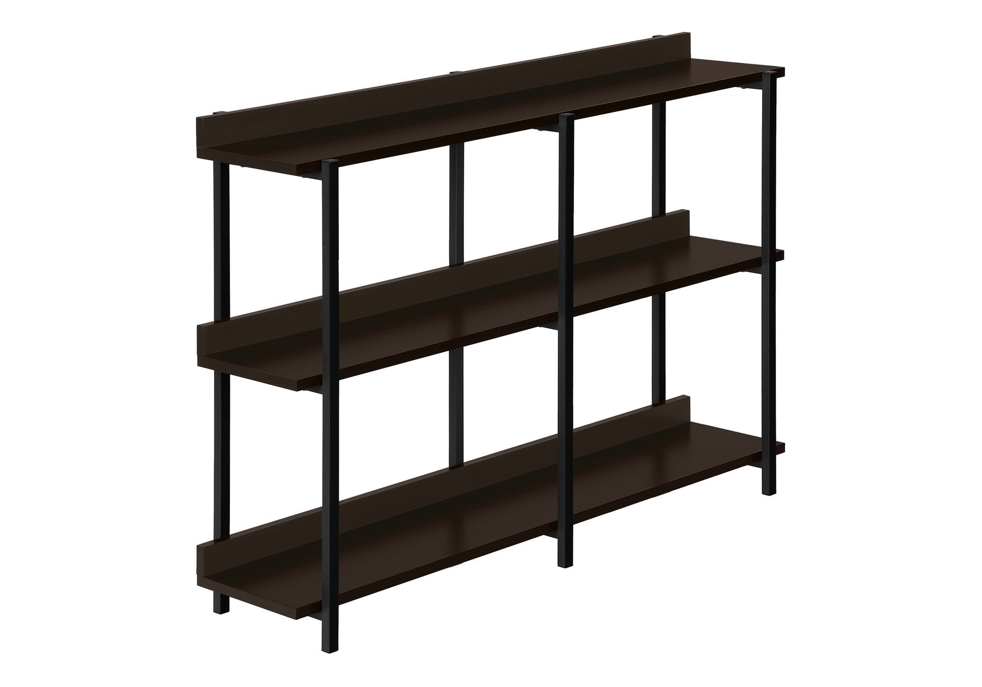 47" Brown and Black Wood and Metal Frame Console Table With Three Shelves