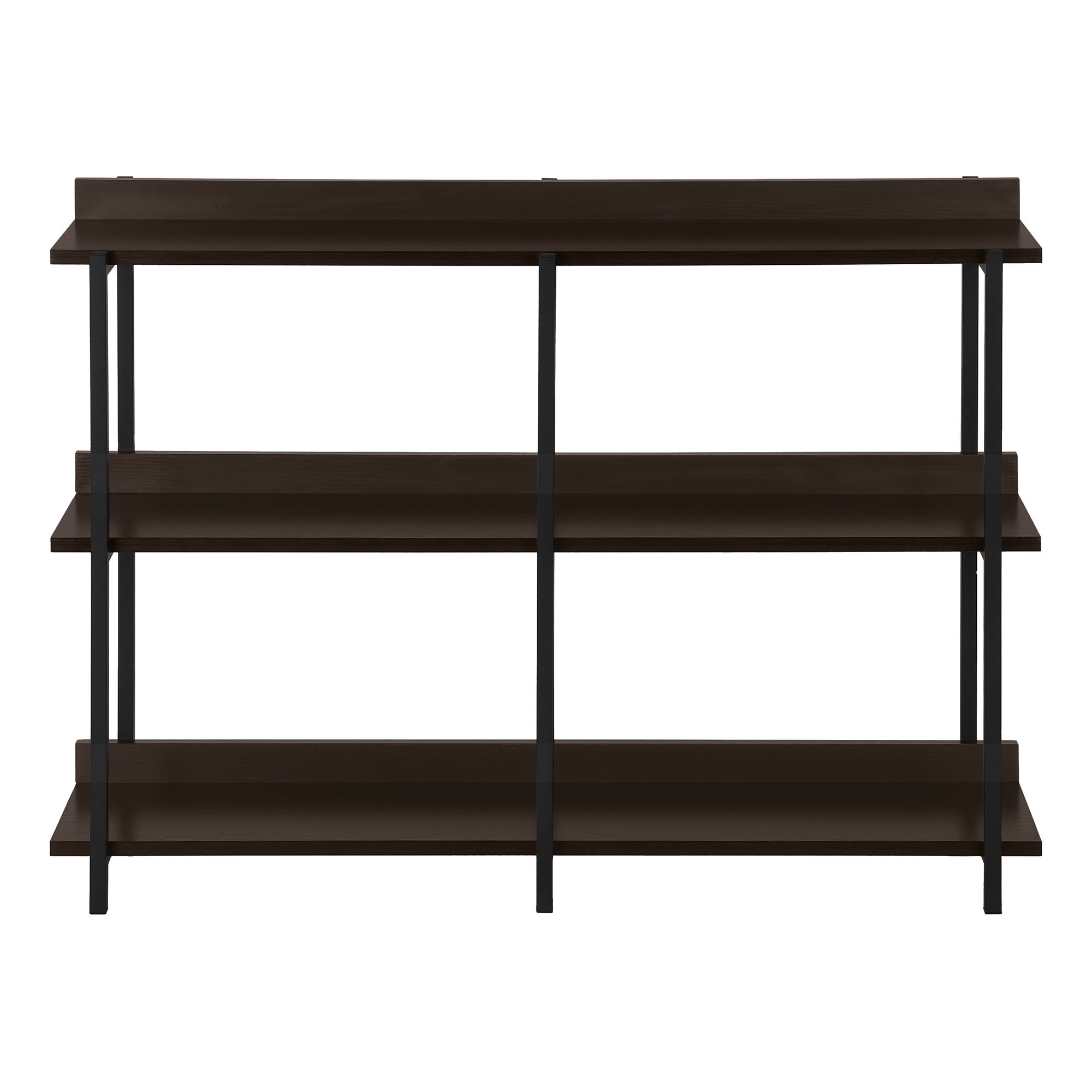 47" Brown and Black Wood and Metal Frame Console Table With Three Shelves