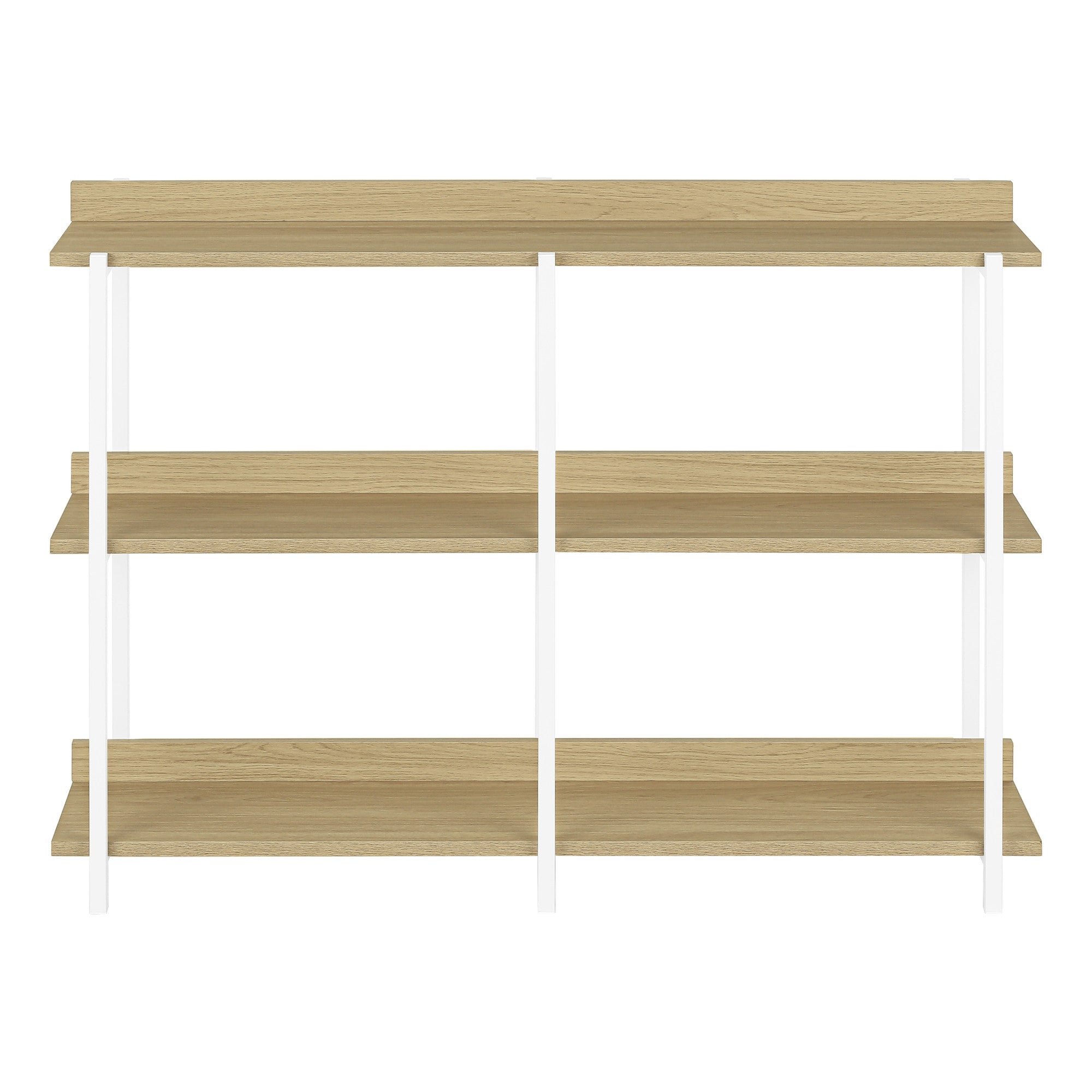 47" Natural and White Wood and Metal Frame Console Table With Three Shelves