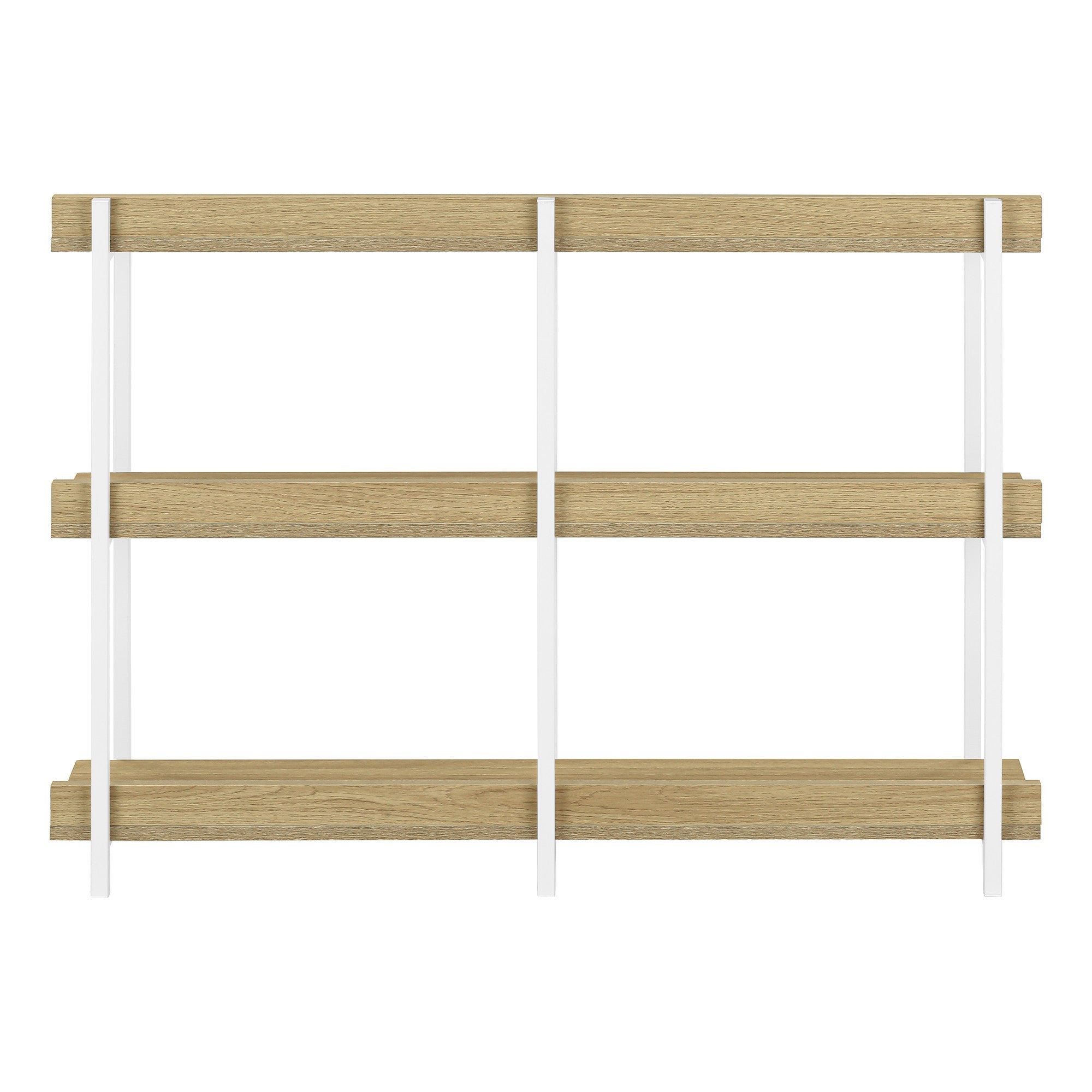 47" Natural and White Wood and Metal Frame Console Table With Three Shelves