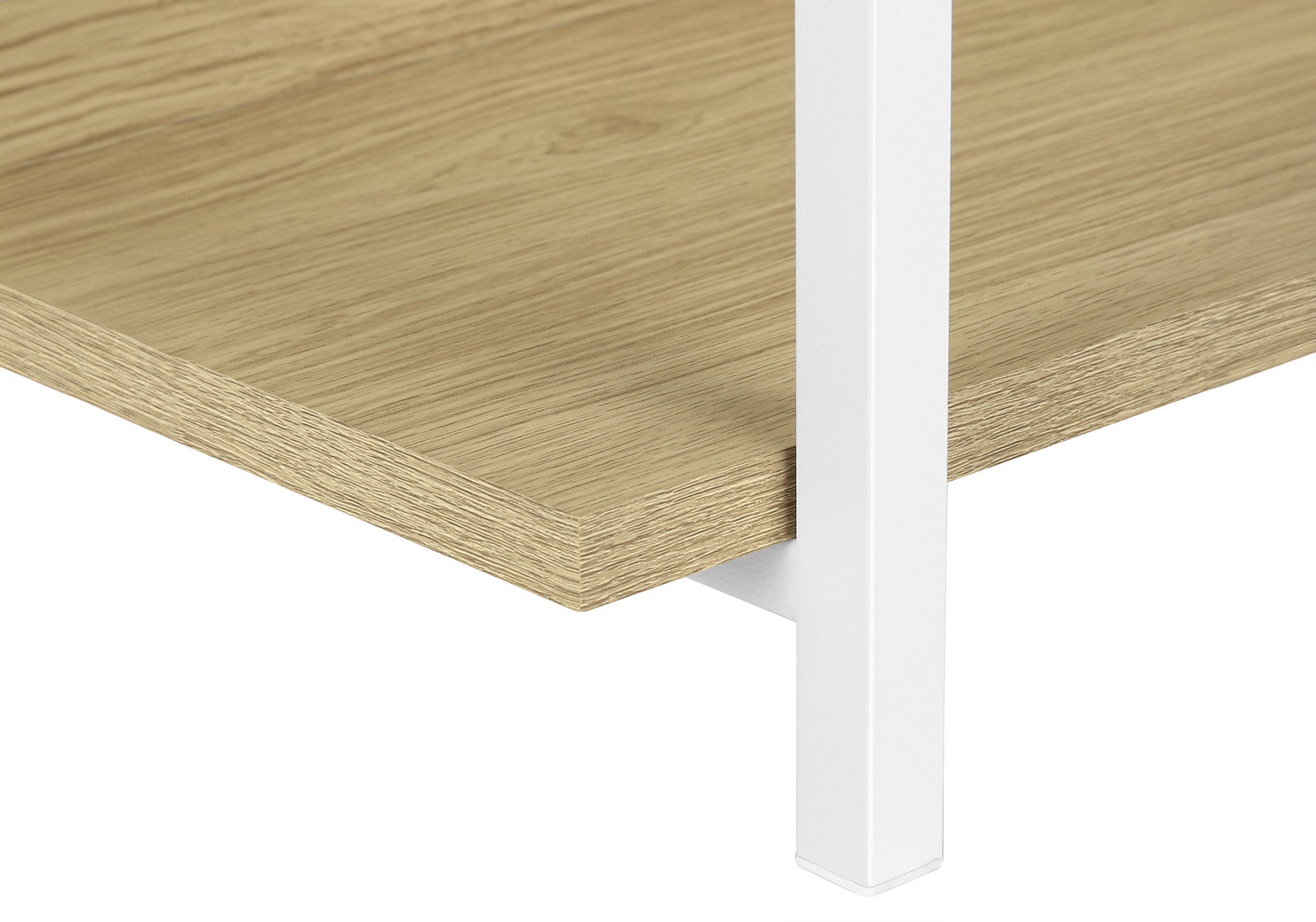 47" Natural and White Wood and Metal Frame Console Table With Three Shelves