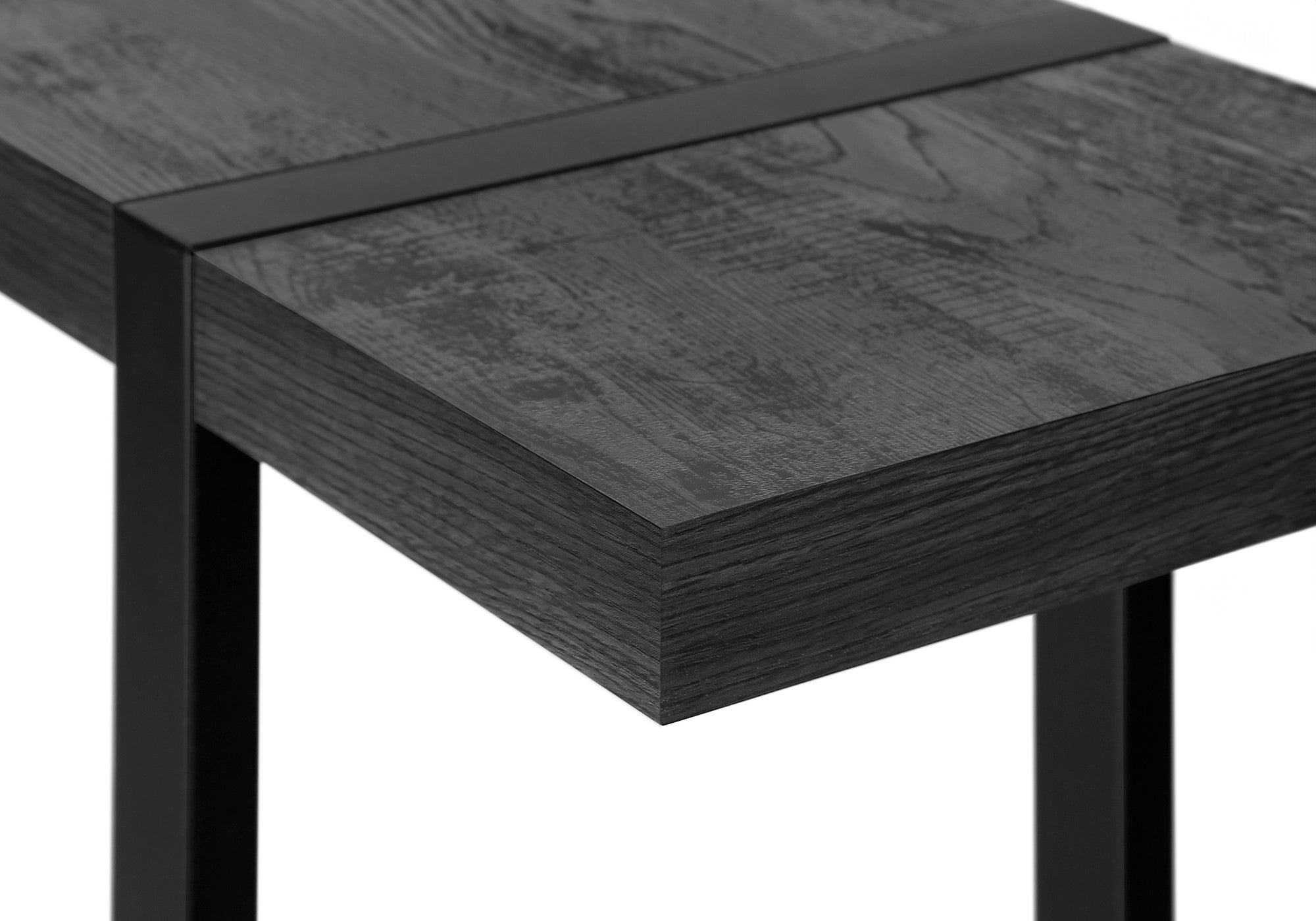 47" Black Wood and Metal Distressed Sled Console Table With Shelf