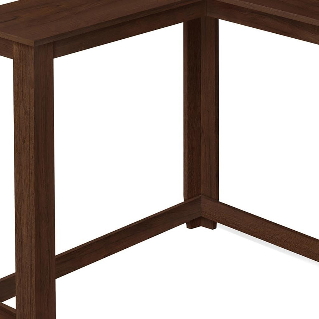 36" Brown Wood Corner Frame Console Table