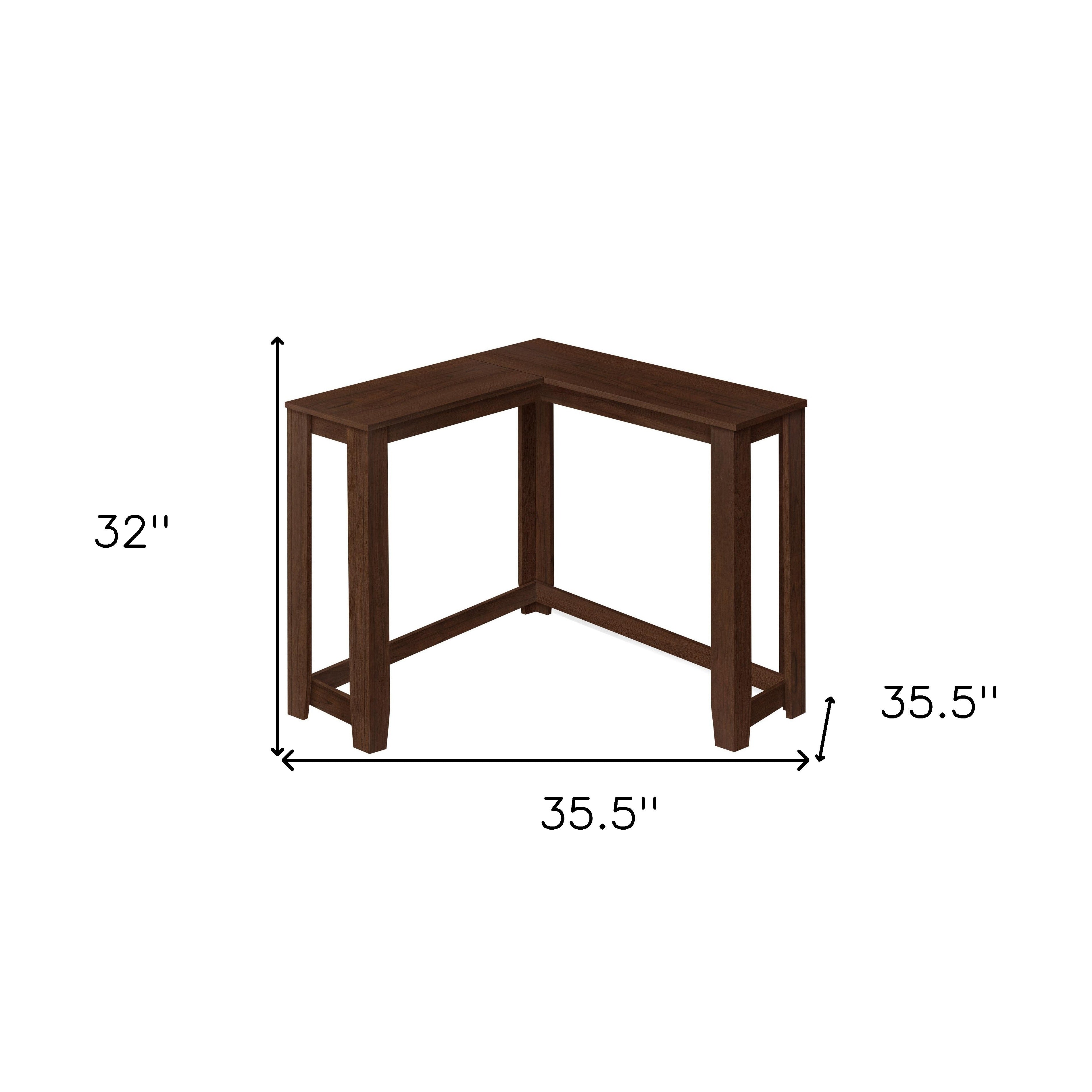 36" Brown Wood Corner Frame Console Table