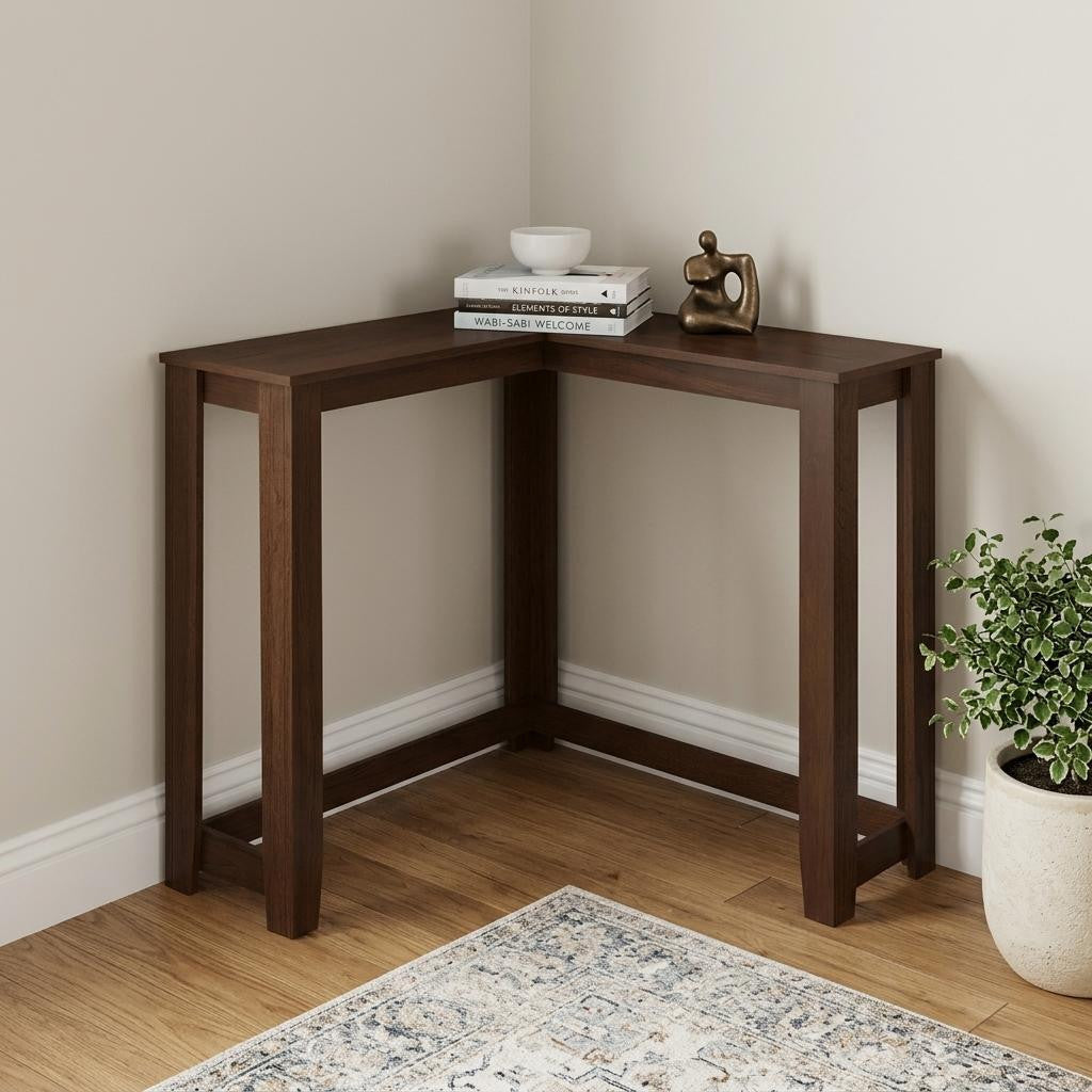 36" Brown Wood Corner Frame Console Table